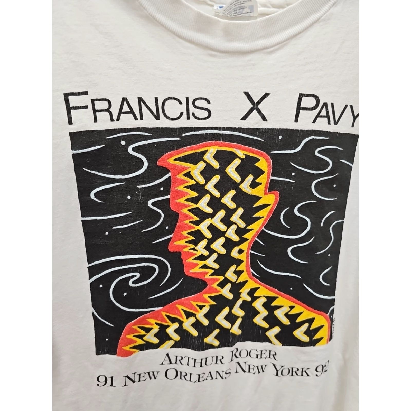 Vintage VINTAGE Screen Stars Best T-Shirt XL Black Crew Neck Short Sleeve Art RIVER STORIES NEW ORLEANS NEW YORK CITY EXPO Crawfish Mardi gras 80s 90s Mens Size US XL / EU 56 / 4 - 3 Thumbnail