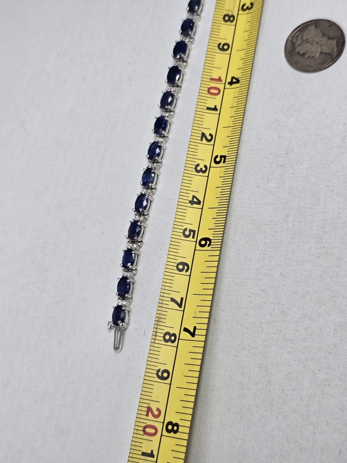 The Unbranded Brand 14k White Gold Blue Sapphire Diamond Tennis Bracelet 11ctw Size ONE SIZE - 3 Thumbnail