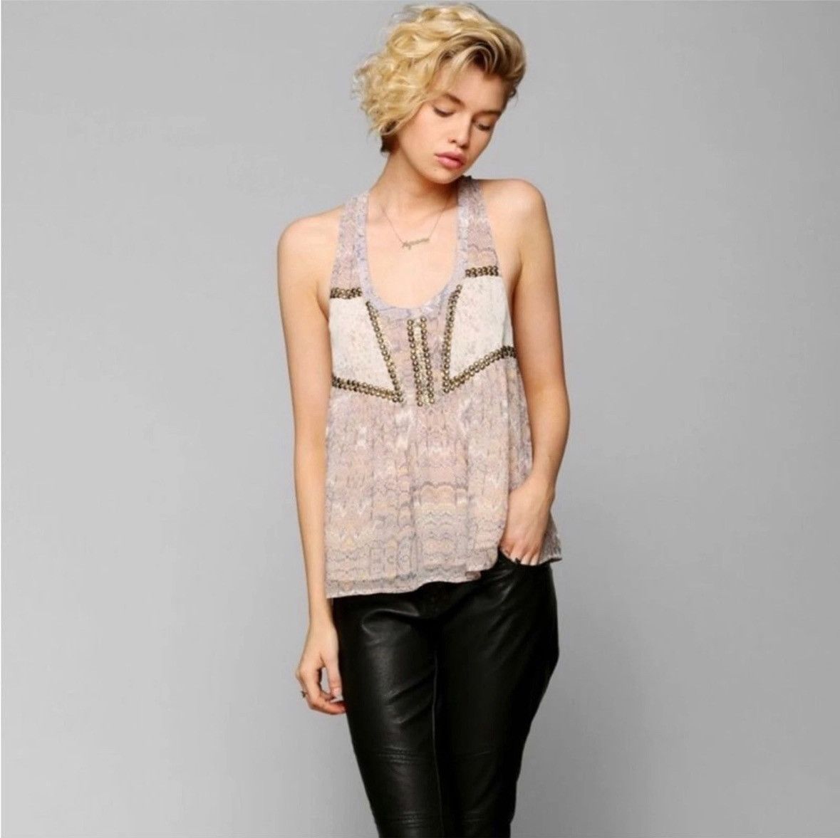 Urban Outfitters Urban Outfitters Ecoté Main Event Chiffon Embellished Tank Size S / US 4 / IT 40 - 3 Thumbnail