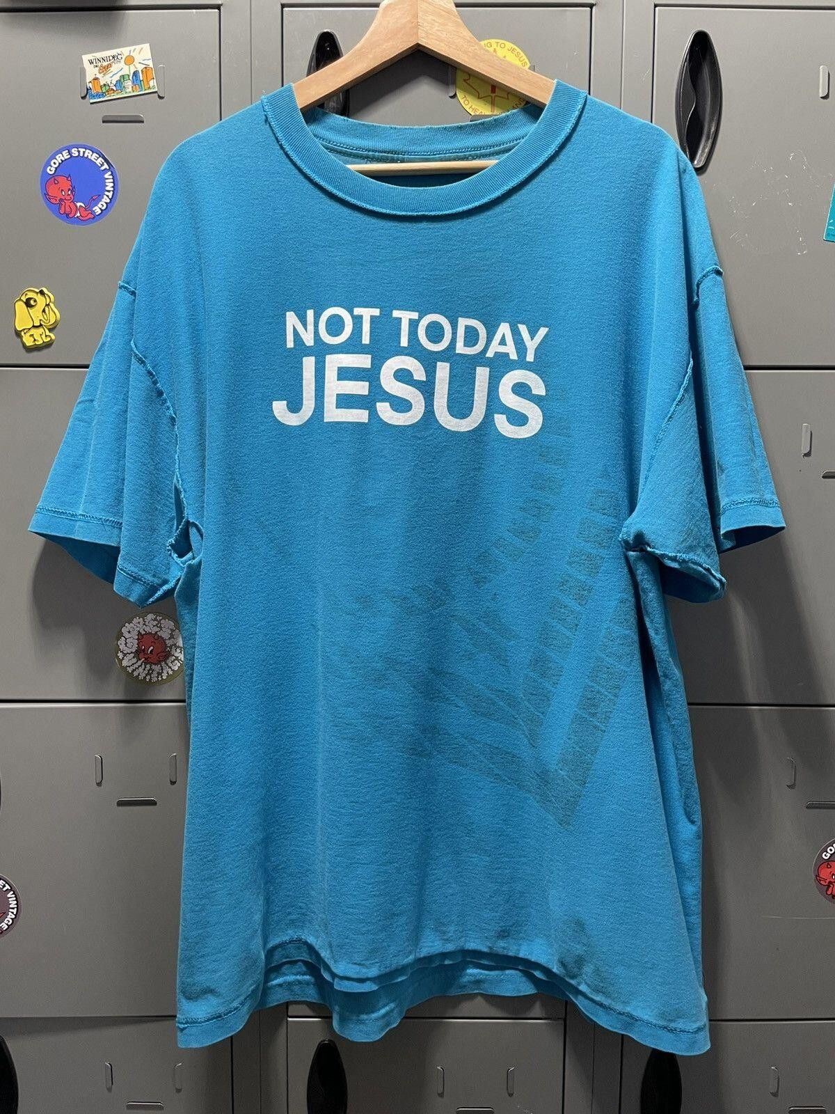 Vintage NOT TODAY JESUS metal thrashed grunge distressed punk rock Size US XL / EU 56 / 4 - 1 Thumbnail