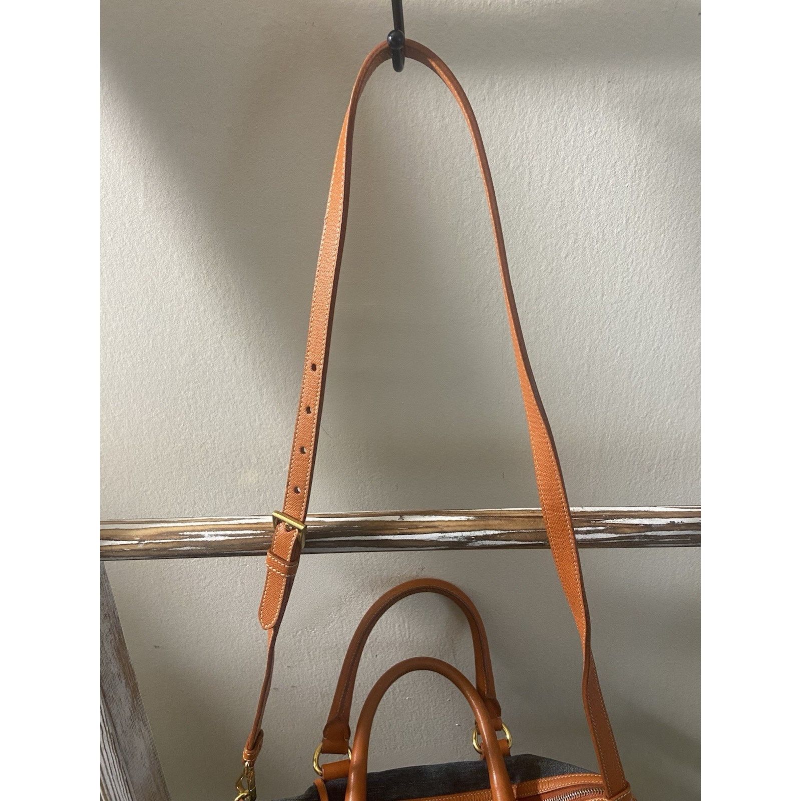 Prada Prada Bauletto blue denim orange saffiano 2way handbag, good Size ONE SIZE - 23 Thumbnail