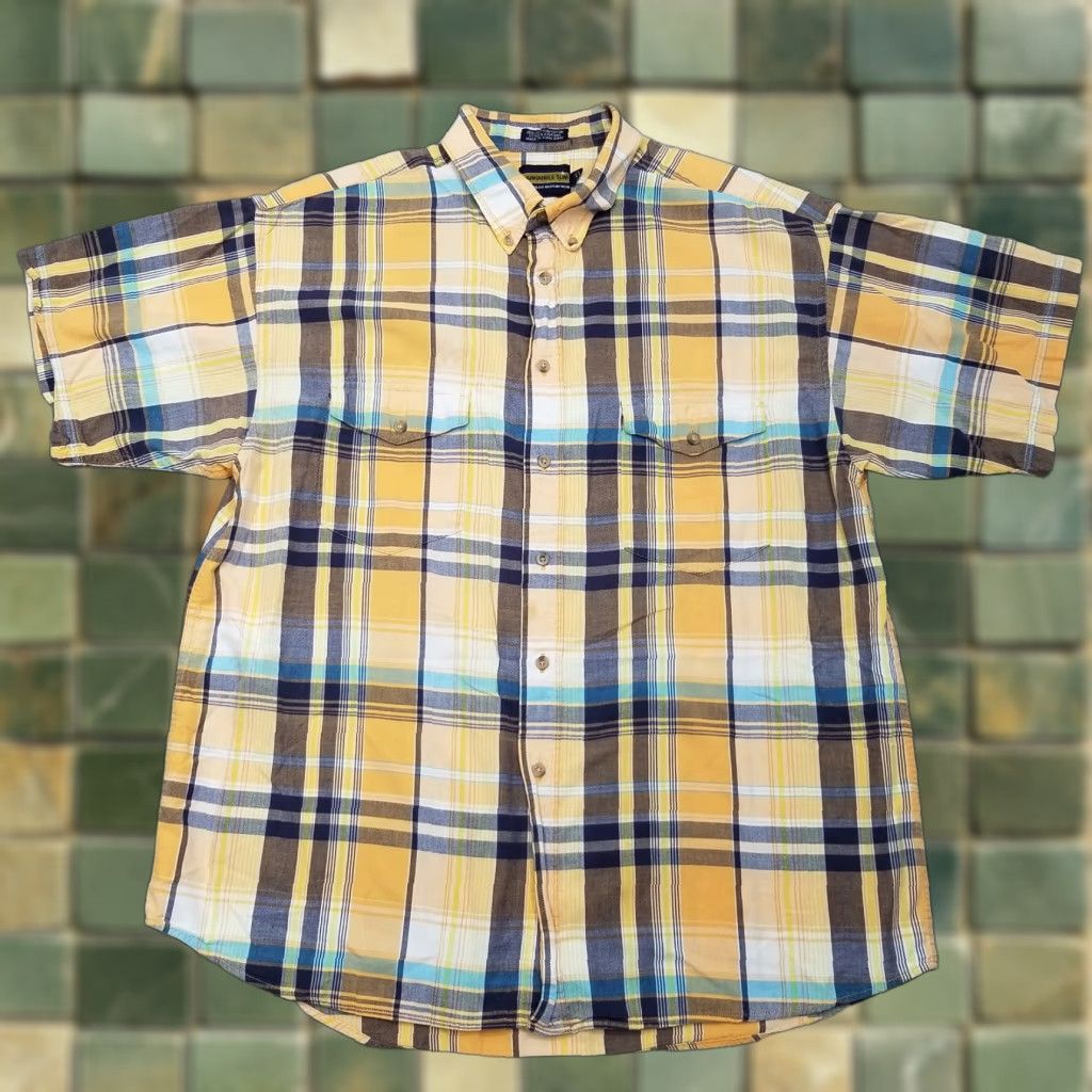 Vintage VINTAGE Panhandle Slim Shirt Mens XL Orange Short Sleeve Plaid Button-Up Casual (Adult) Mens Size US XL / EU 56 / 4 - 1 Thumbnail