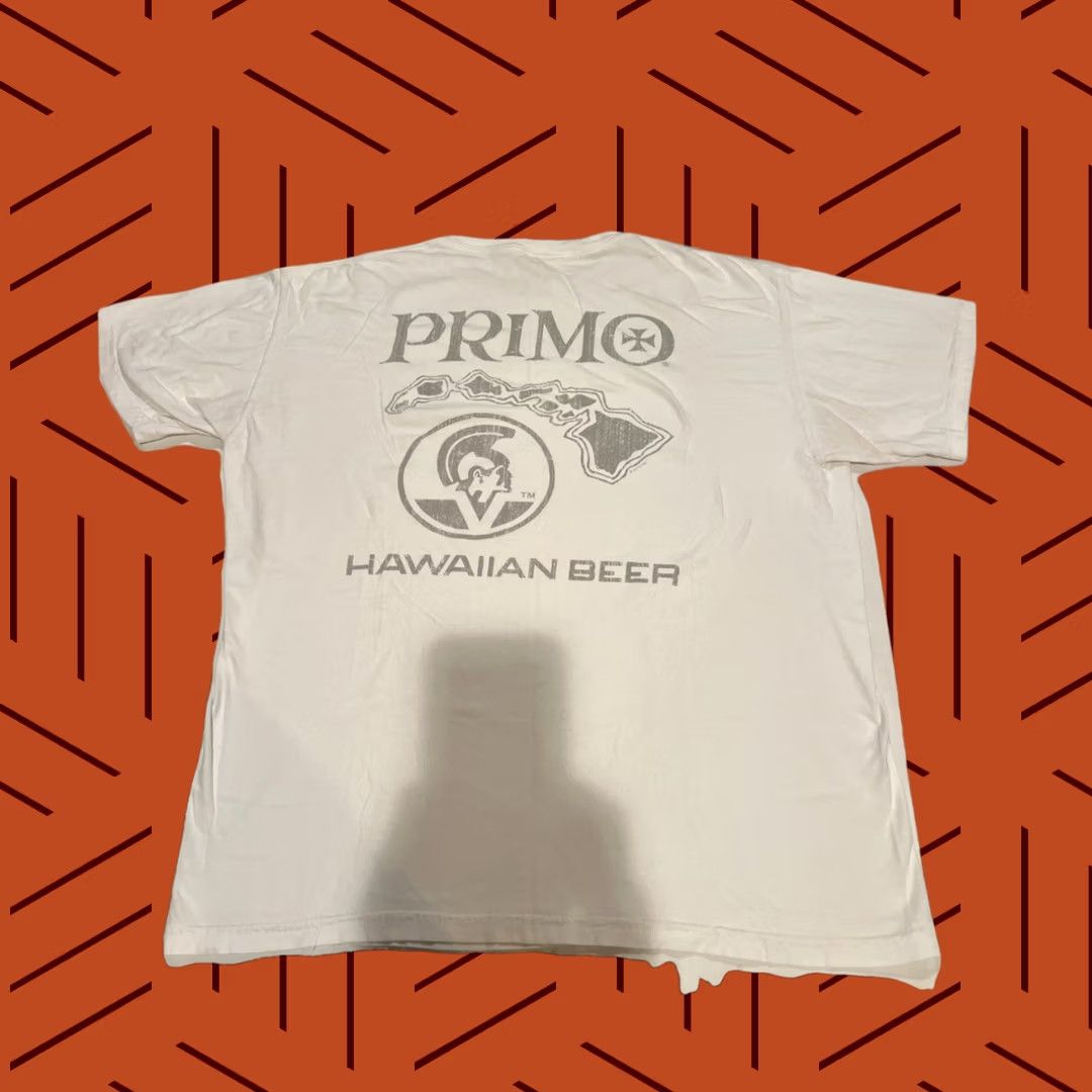 Logo 7 Primo Beer Mohawk Logo Hawaiian Islands Promo Shirt Large White Surfer Vintage Shirt Mens L White Graphic Print Logo Surf Beer Promo Tee Size US L / EU 52-54 / 3 - 1 Thumbnail