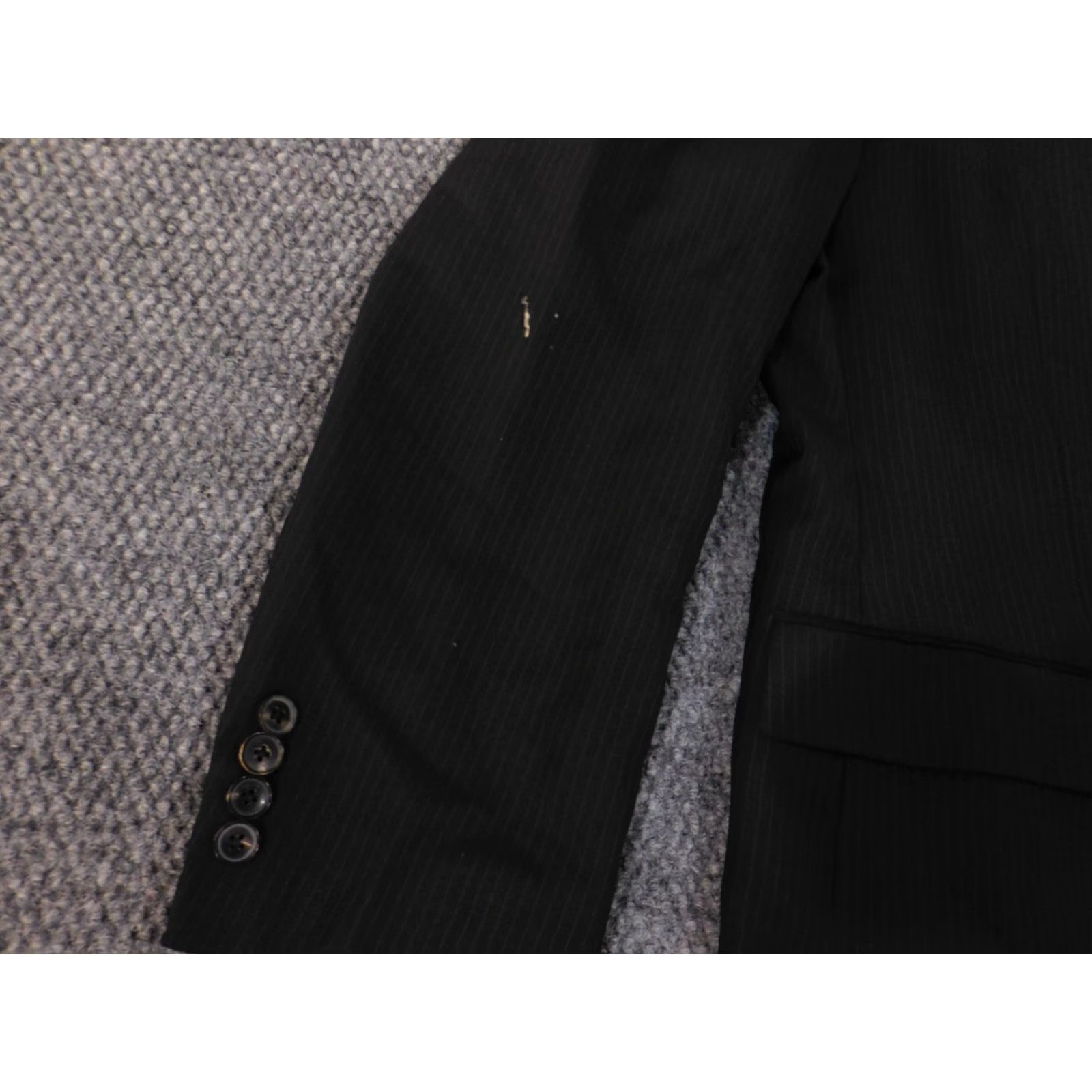 Hugo Boss HUGO BOSS Blazer Men 42R Black Striped Two-Button Wool Business Formal Jacket Blazer 42 Regular Mens Size 42R - 5 Thumbnail