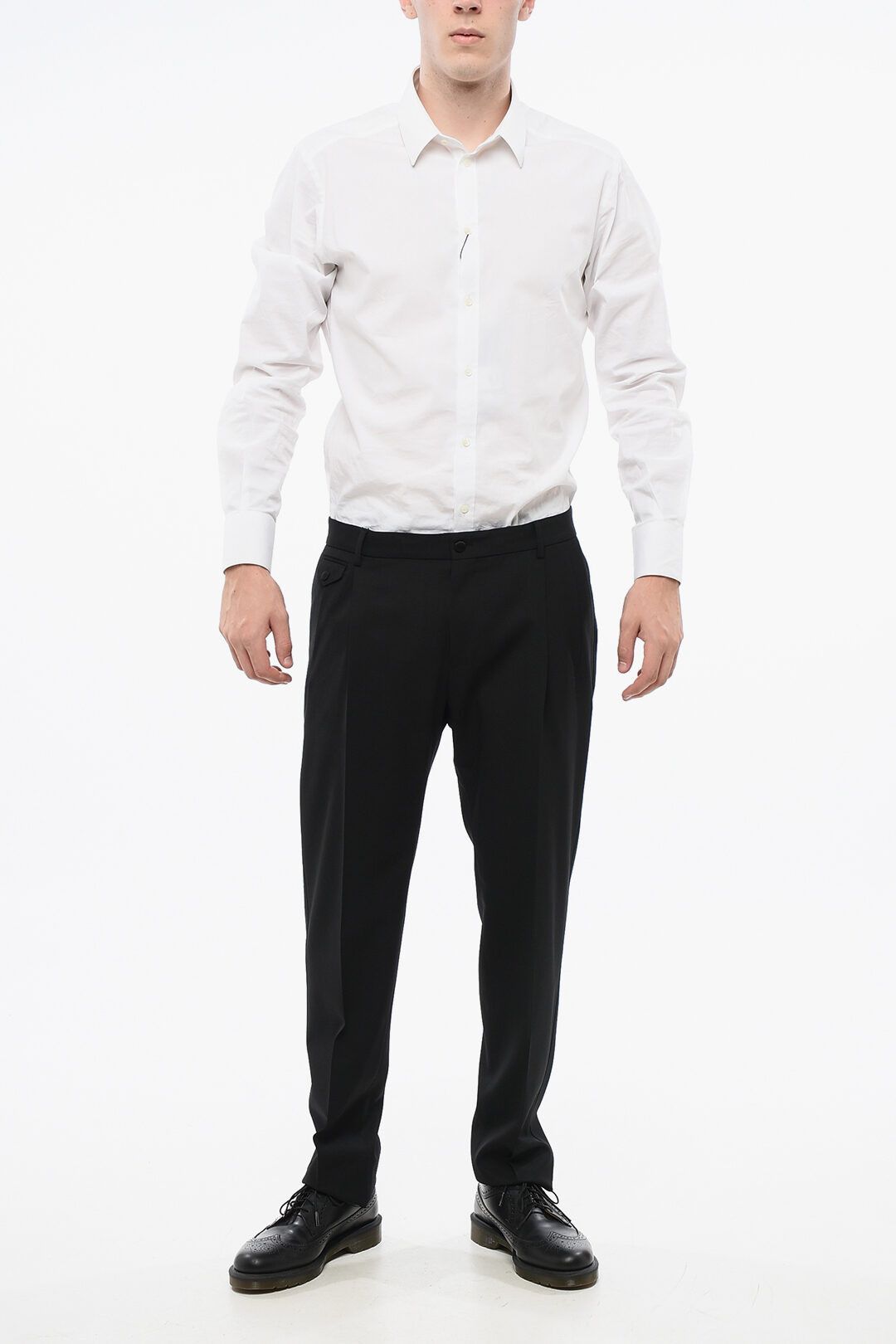 Dolce & Gabbana og1mm0825 Double-Pleated Virgin Wool Pant in Balck Size US 34 / EU 50 - 4 Thumbnail