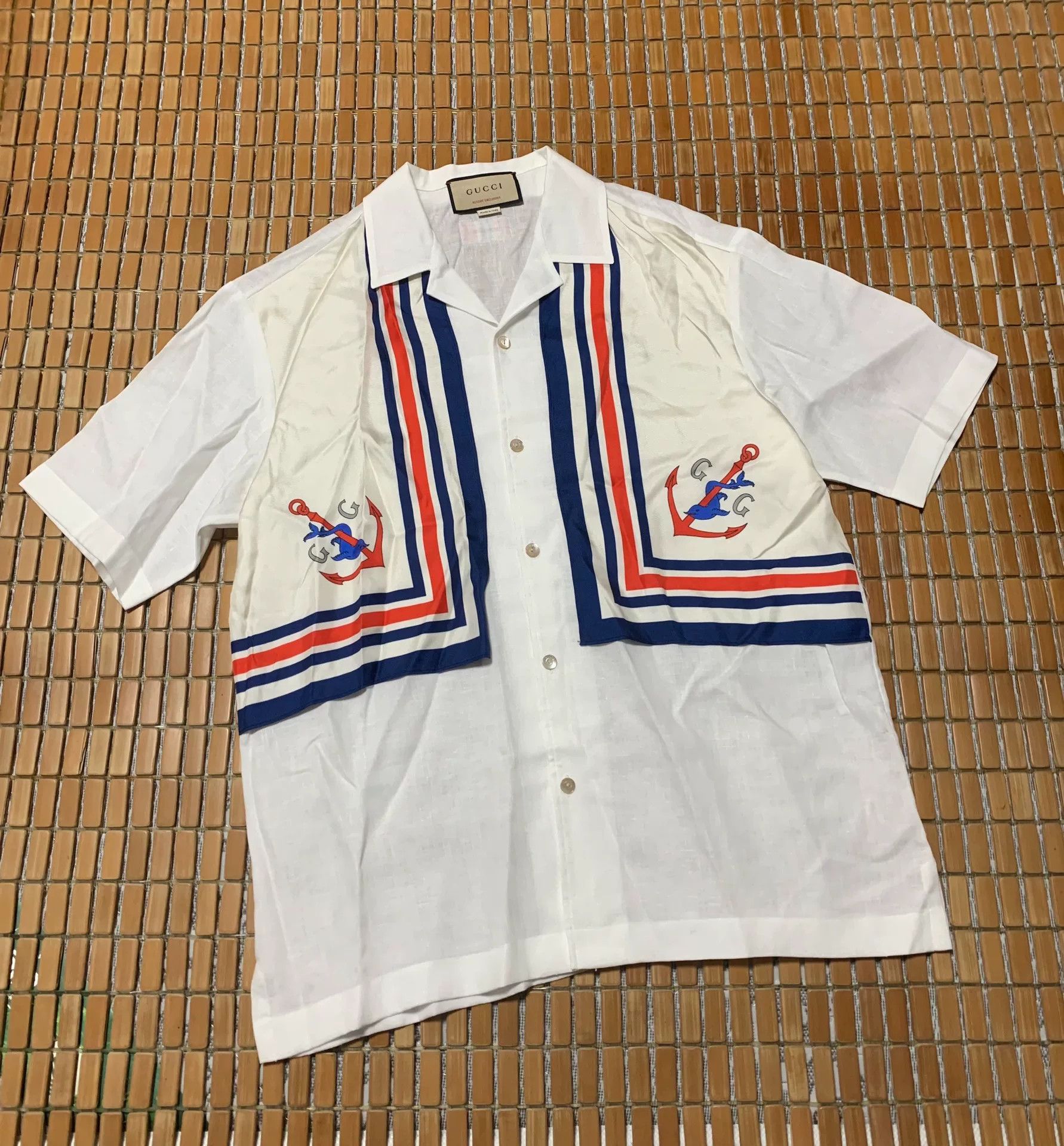 Gucci Gucci Linen Silk Dolphin Shirt Size US M / EU 48-50 / 2 - 1 Thumbnail