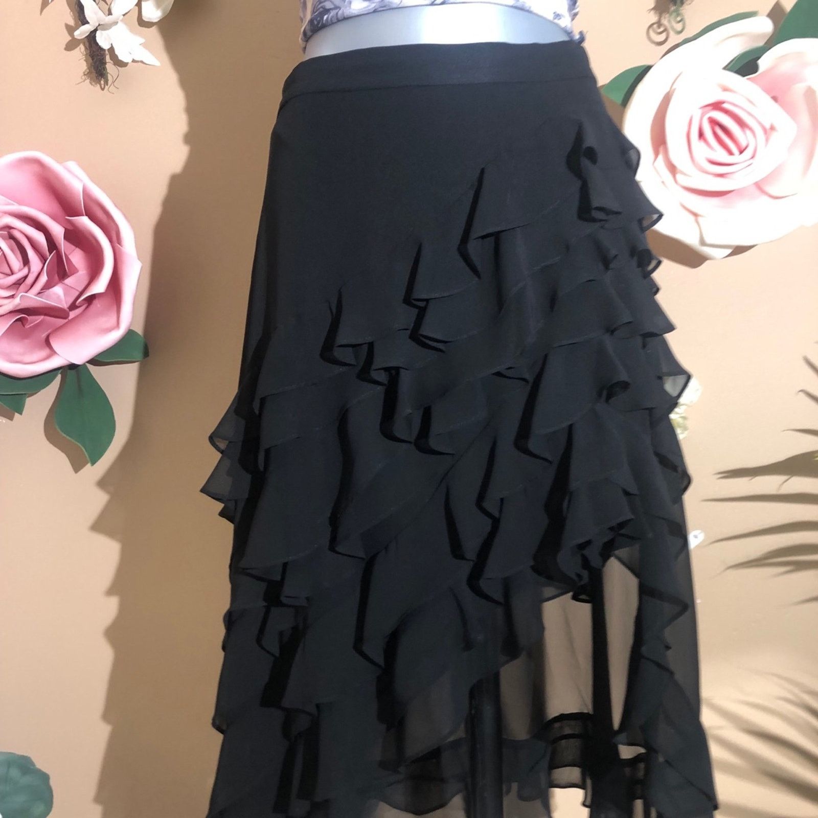 Other Asymmetrical black ruffle skirt from MSK Size 30" / US 8 / IT 44 - 2 Thumbnail