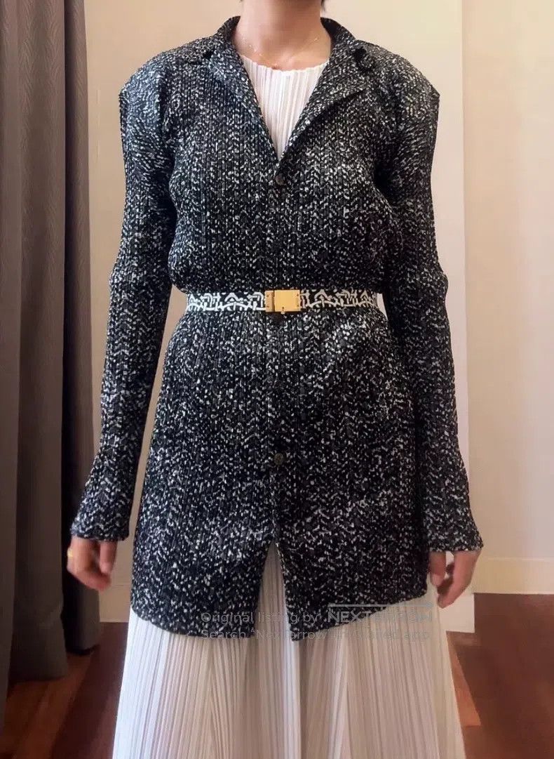 Issey Miyake Issey Miyake Black, White and Gray Marble Pattern Cardigan Size L / US 10 / IT 46 - 1 Thumbnail