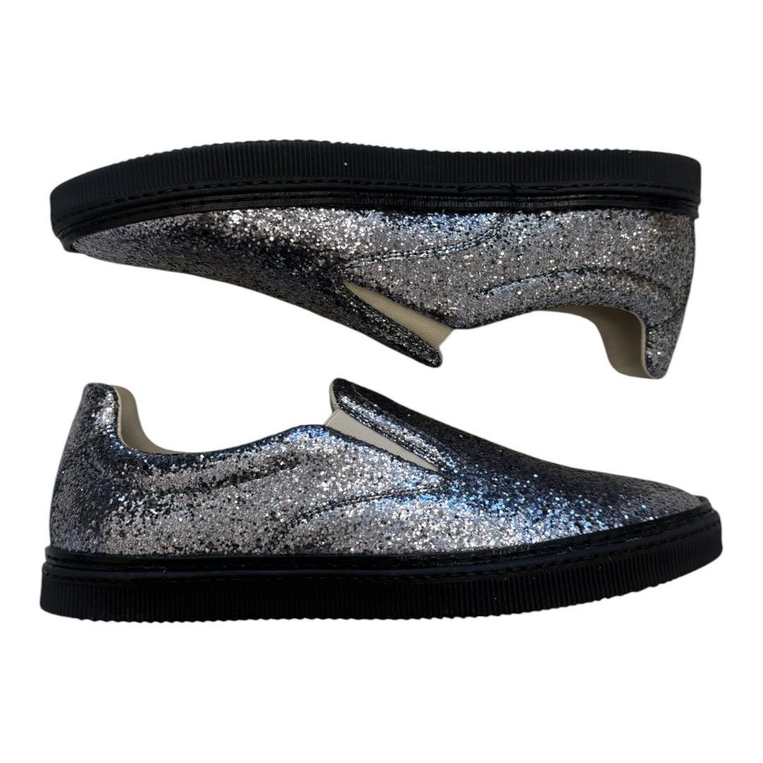 Maison Margiela Silver Glitter Slip-on Sneakers New w Box 9