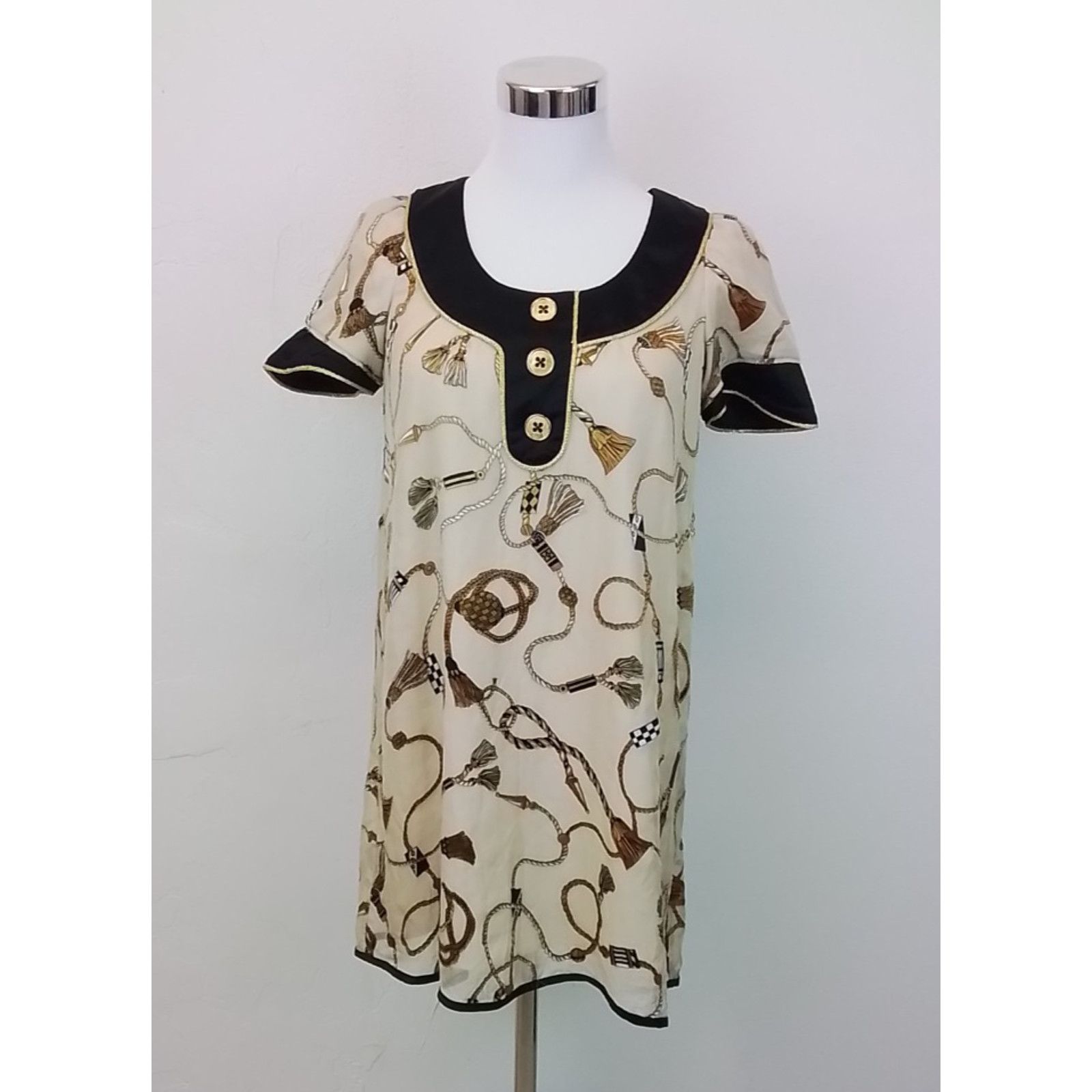 Other Voom by Joy Han Silk Dress Women's S Brown Graphic Print Size S / US 4 / IT 40 - 2 Thumbnail