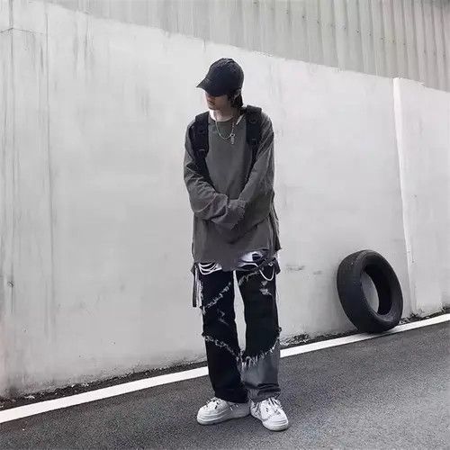 VIBE Baggy Distressed patchwork jeans denim y2k vintage Size US 32 / EU 48 - 4 Thumbnail