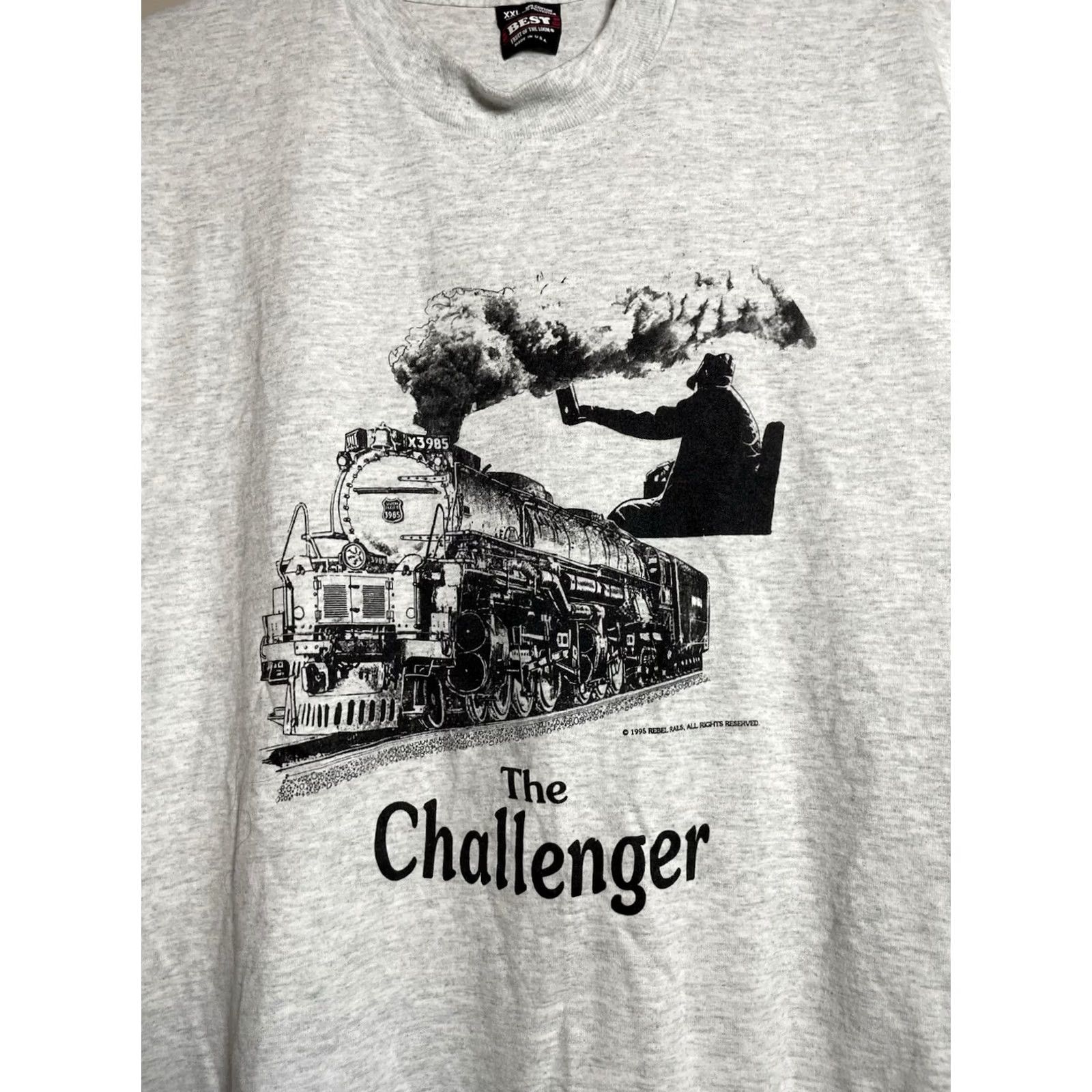 Delta Vintage 90’S The Delta Challenger Railroad Locomotive Shirt - XL Gray Cotton Knit Size US XL / EU 56 / 4 - 4 Thumbnail