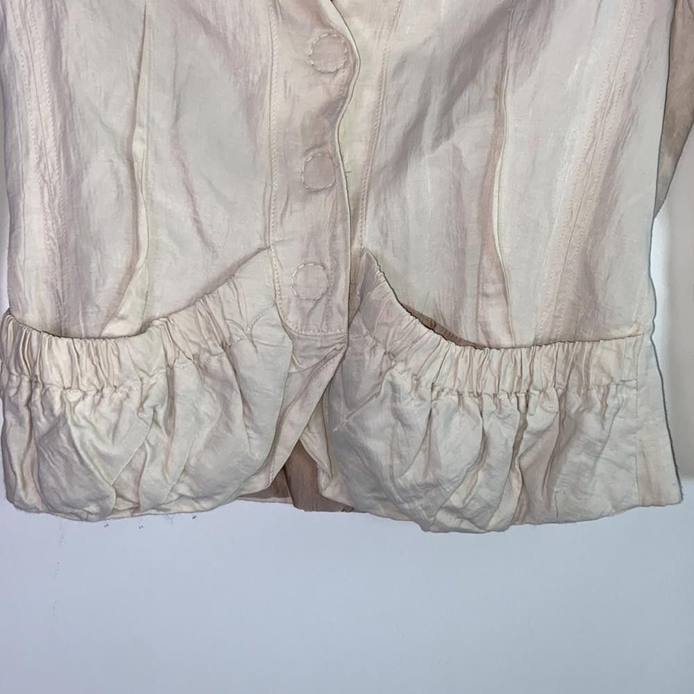 Designer People Like Frank | Beige Crinkled Blazer Jacket Size M / US 6-8 / IT 42-44 - 4 Thumbnail