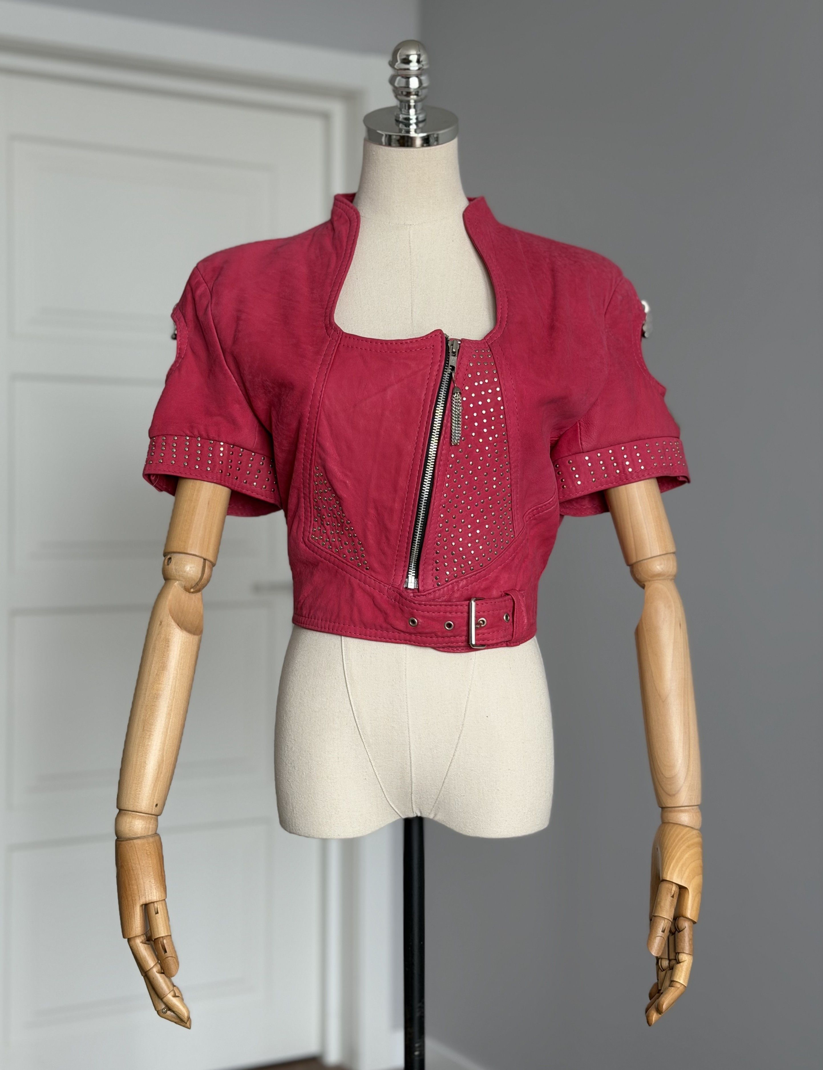 DECK HAND by WHITEBOYS Vintage Leather Pink Cropped Jacket