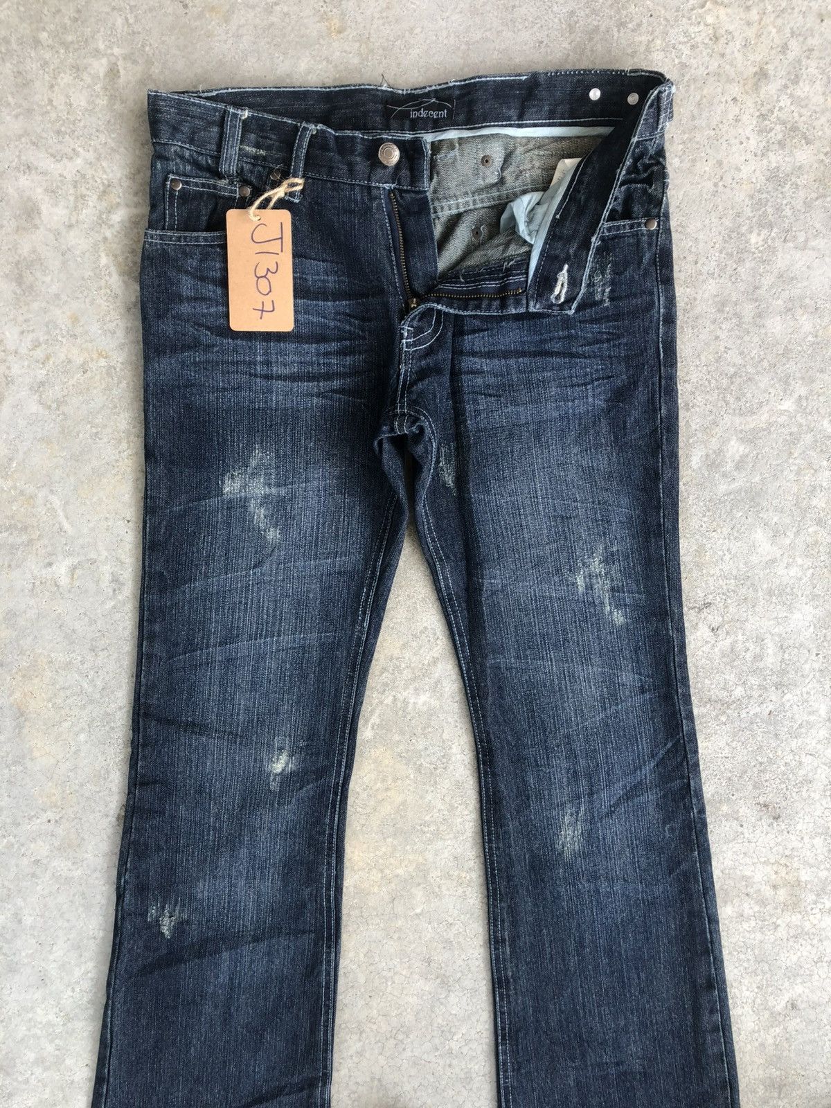 Le Grande Bleu (L.G.B.) Japanese Indecent Flared Jeans Distressed Buckle Back Size US 30 / EU 46 - 3 Thumbnail