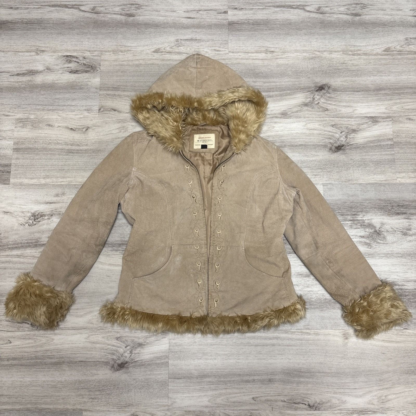 Other Vintage Penny Lane Hooded Coat Womens L Brown Embroidered Su Size L / US 10 / IT 46 - 1 Thumbnail