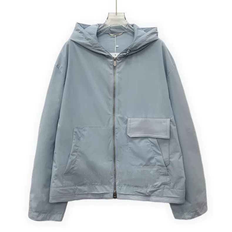Hermes Hermes Light Blue Hooded Zip-Up Long Sleeve Jacket Coat Size US M / EU 48-50 / 2 - 1 Thumbnail