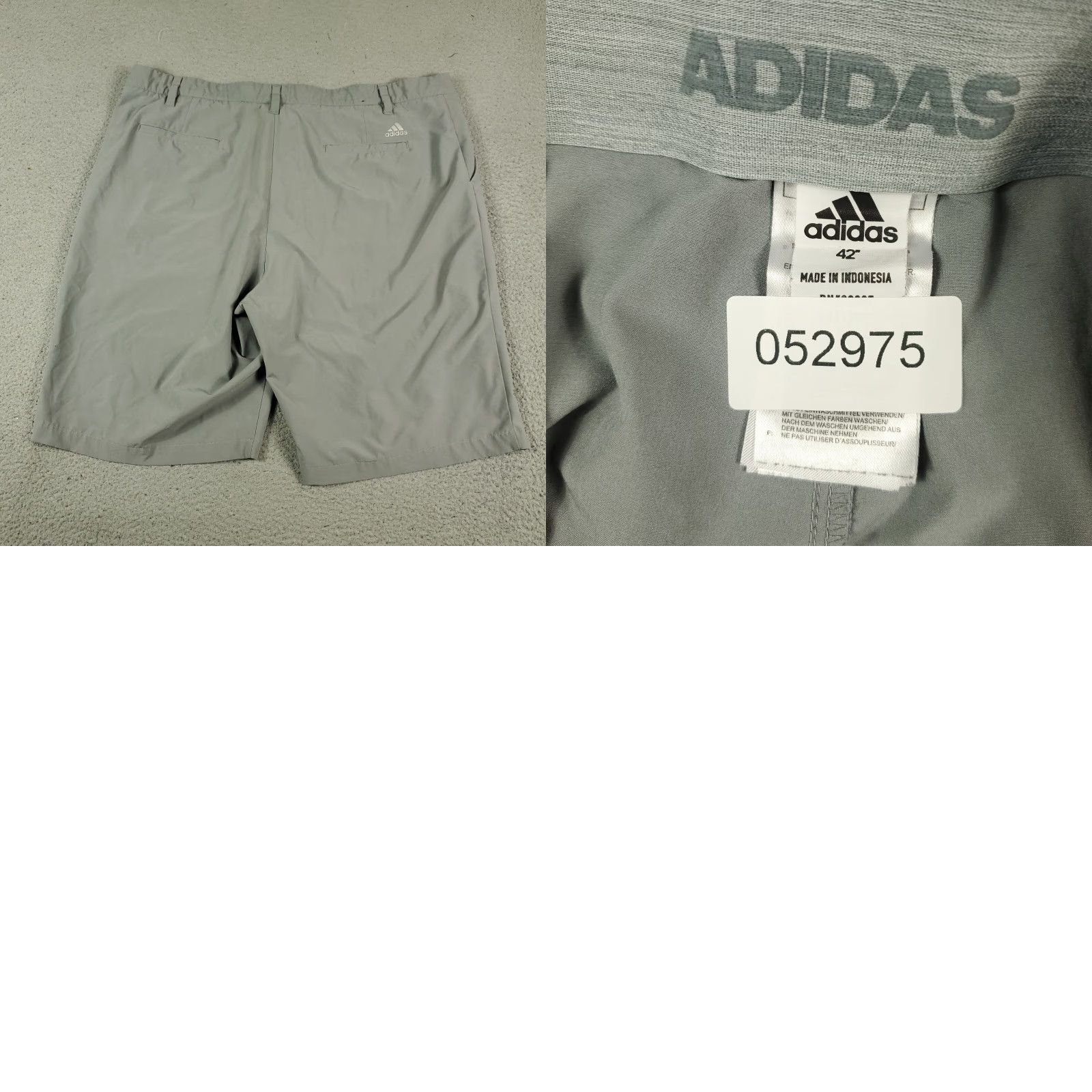 Adidas Adidas Shorts Mens 42 Gray Golf Casual Flat Front Chino Logo Pockets, Regular Fit, Polyester, ZIP, Solid, Size 42, Men Size US 42 / EU 58 - 8 Thumbnail
