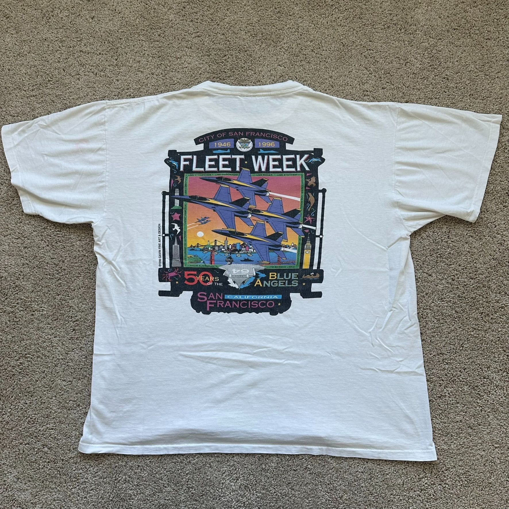 Vintage Vintage 90s US Navy Blue Angels T-Shirt Fleet Week 1996 Mili Size US XL / EU 56 / 4 - 6 Thumbnail