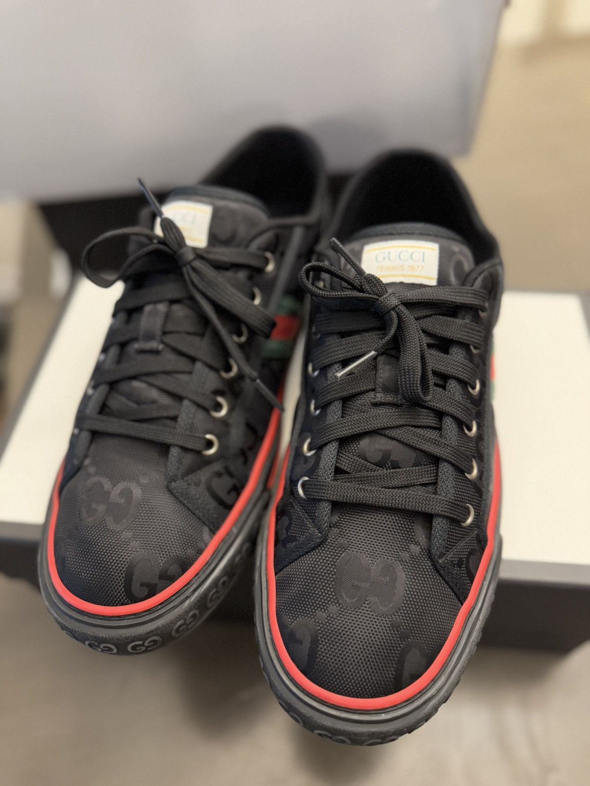 Gucci 12G/12.5US Gucci 1977 Tennis Sneakers GG Canvas Size US 12.5 / EU 45-46 - 5 Thumbnail