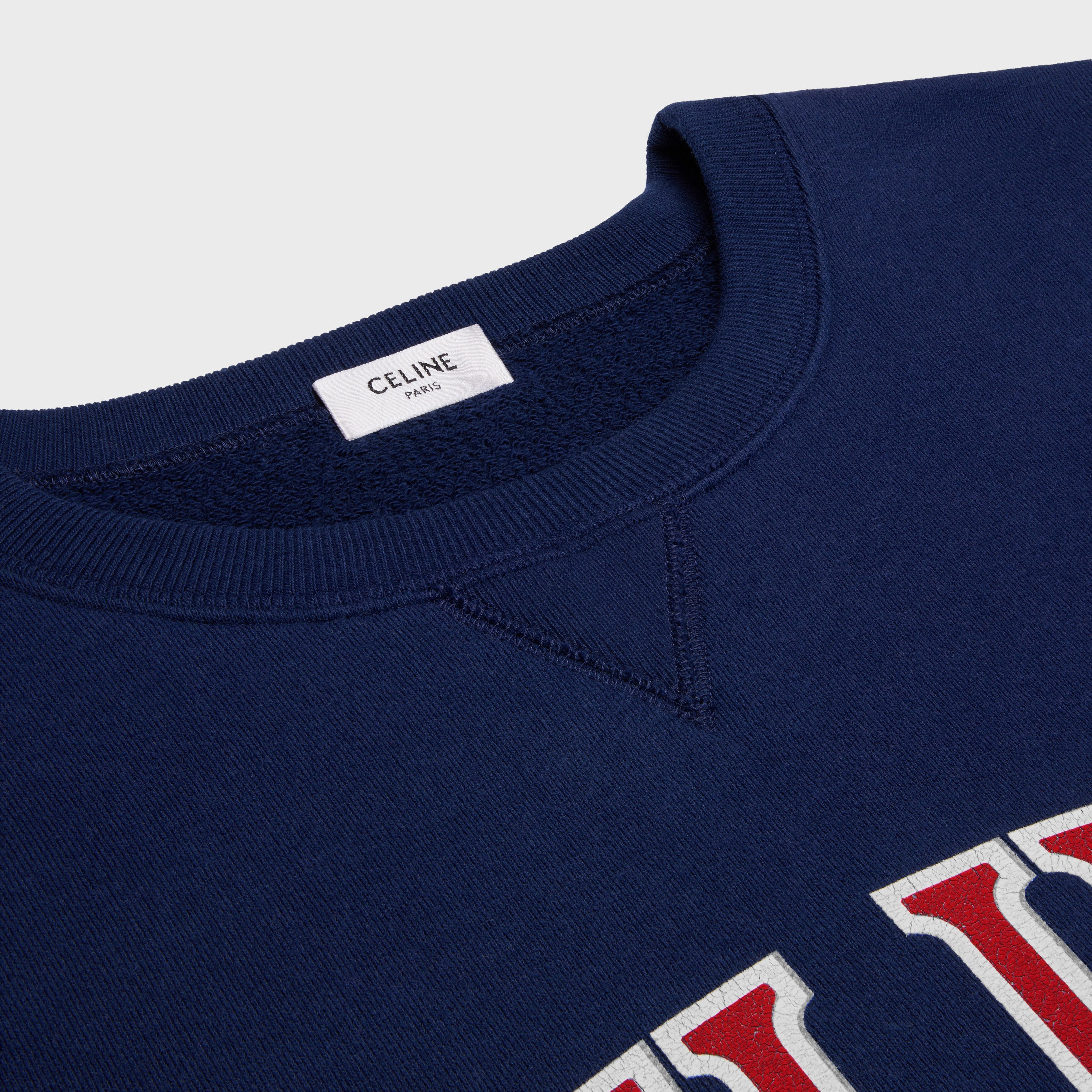 Celine o1bcso1str0925 2Y13E649W Paris Loose Sweatshirt in Navy/Red Size XS / US 0-2 / IT 36-38 - 3 Thumbnail