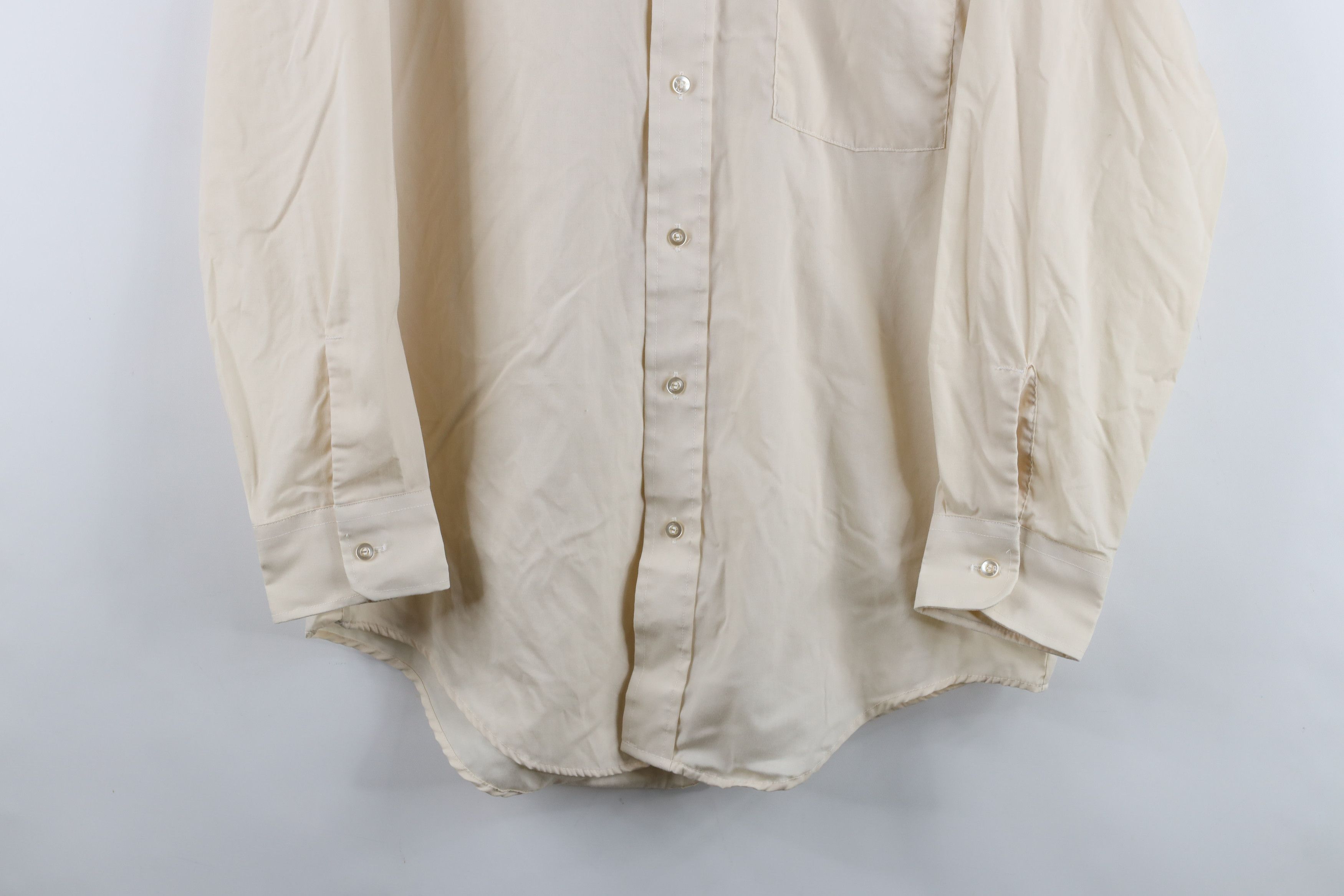 Vintage Vintage 70s Streetwear Blank Collared Button Shirt Beige USA Size US L / EU 52-54 / 3 - 3 Thumbnail