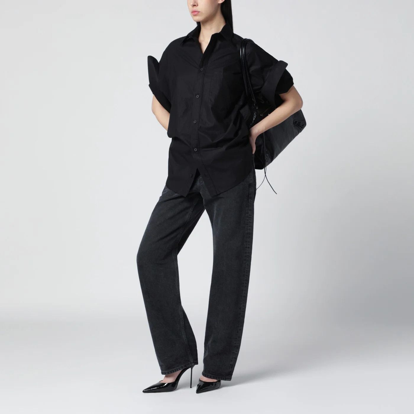 Balenciaga o1d2blof0426 Button Shirt in Black Size S / US 4 / IT 40 - 2 Thumbnail