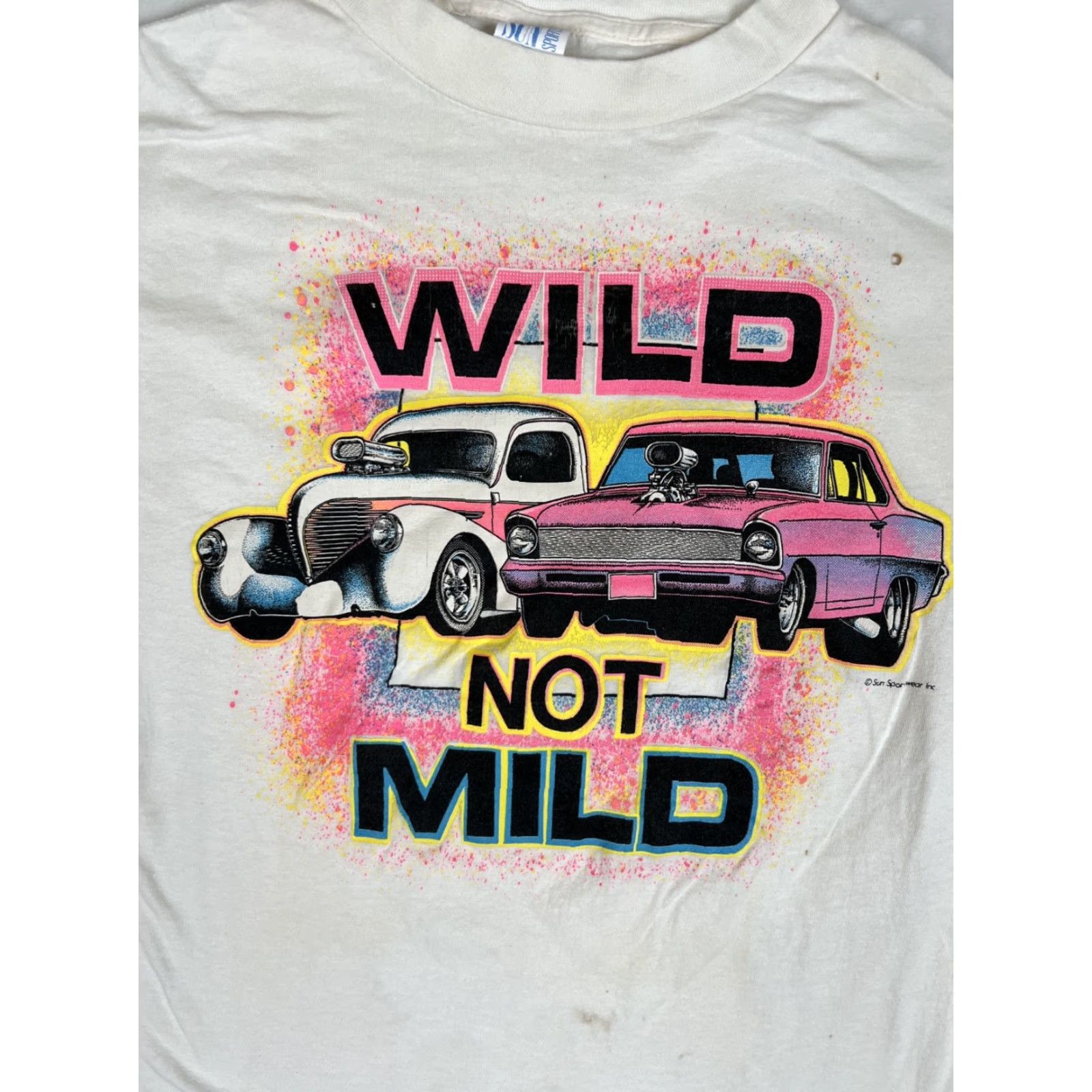 Sunray Sportswear VINTAGE Sun Sportswear T-Shirt Men L White Graphic Print 80s 90s Cars Crew Neck Short Sleeve Cotton Summer Spring Size US L / EU 52-54 / 3 - 2 Thumbnail