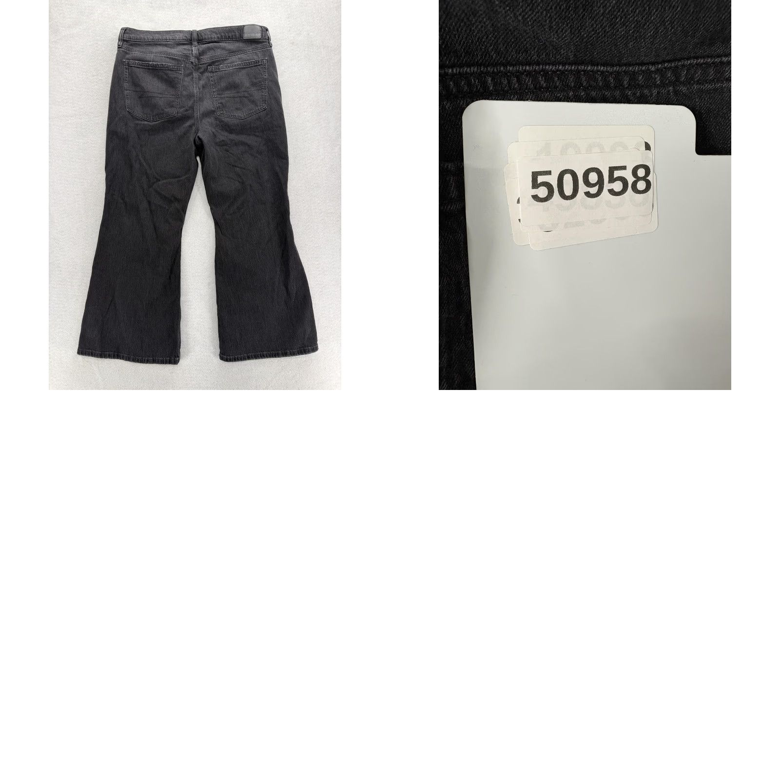 American Eagle Outfitters American Eagle Outfitters Jeans Flared Distressed Low-Rise Baggy Womens 12 Short Charcoal Wash Black 5-Pocket Denim Vintage No Size 34" / US 12 / IT 48 - 9 Thumbnail