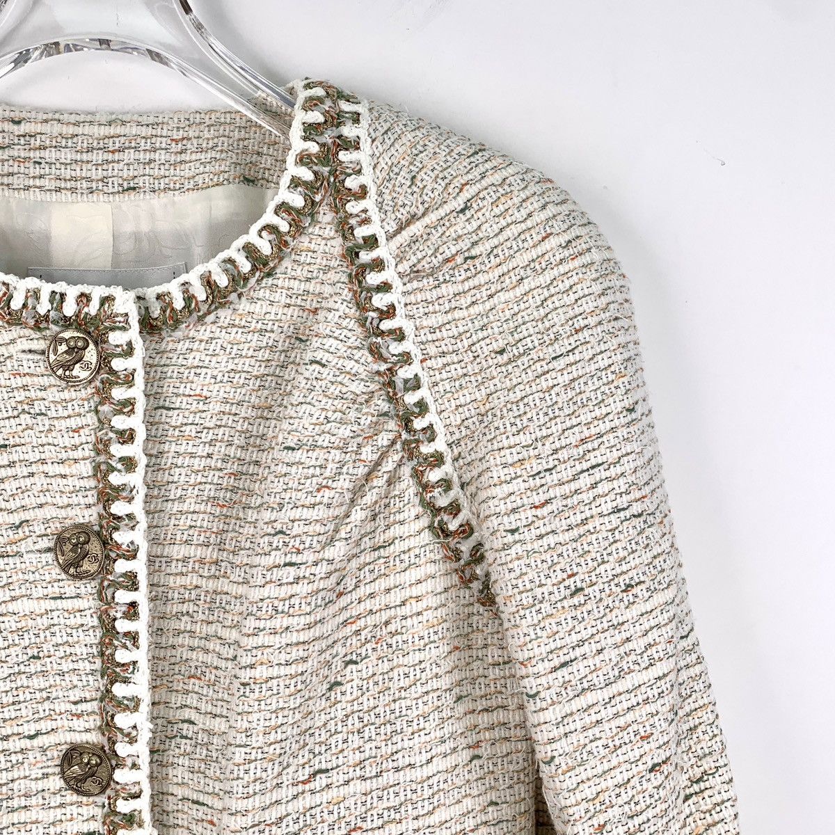 Chanel Chanel Greek Collection Beige Gold Tweed Woven Jacket Size XS / US 0-2 / IT 36-38 - 3 Thumbnail