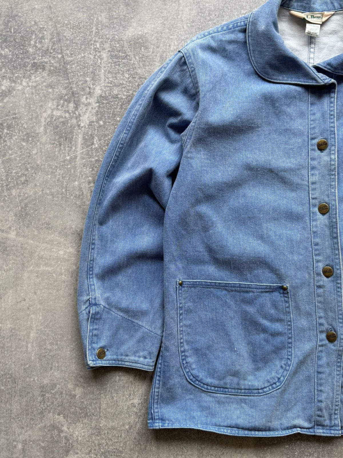 L.L. Bean 80s LL Bean Peter Pan Collar Chambray Chore Jacket Work Wear Size US L / EU 52-54 / 3 - 3 Thumbnail