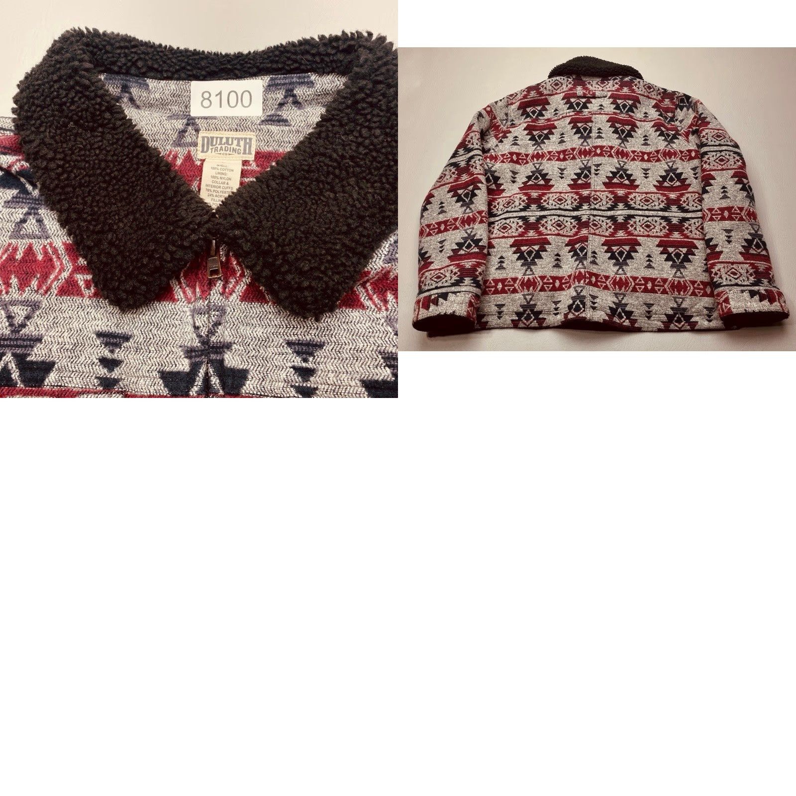 Vintage Duluth Trading Co. Womens Large Tribal Navajo Blanket Coat Aztec Sherpa Trim Size L / US 10 / IT 46 - 9 Thumbnail