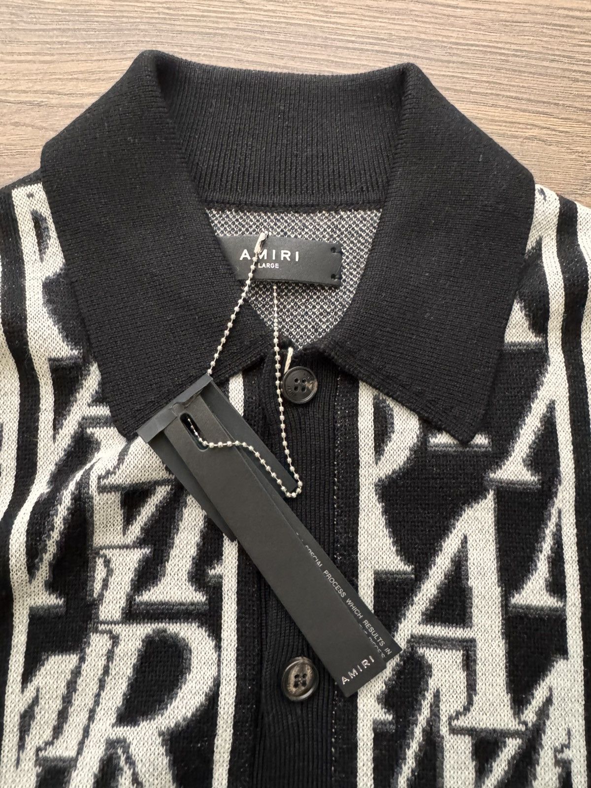 Amiri Amiri Repeat Wool-Jacquard Cardigan- Size L Size US L / EU 52-54 / 3 - 3 Thumbnail