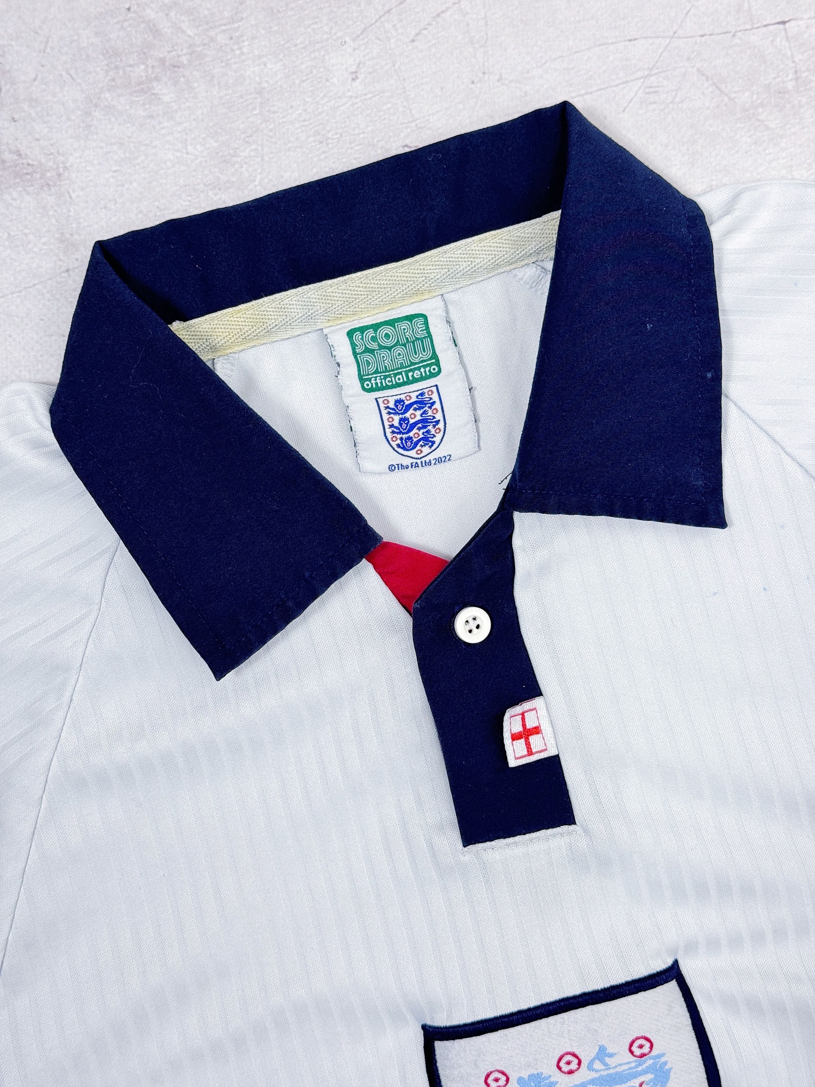 Vintage 1997 - 1999 England Home Football Shirt by Score Draw Size US L / EU 52-54 / 3 - 5 Thumbnail