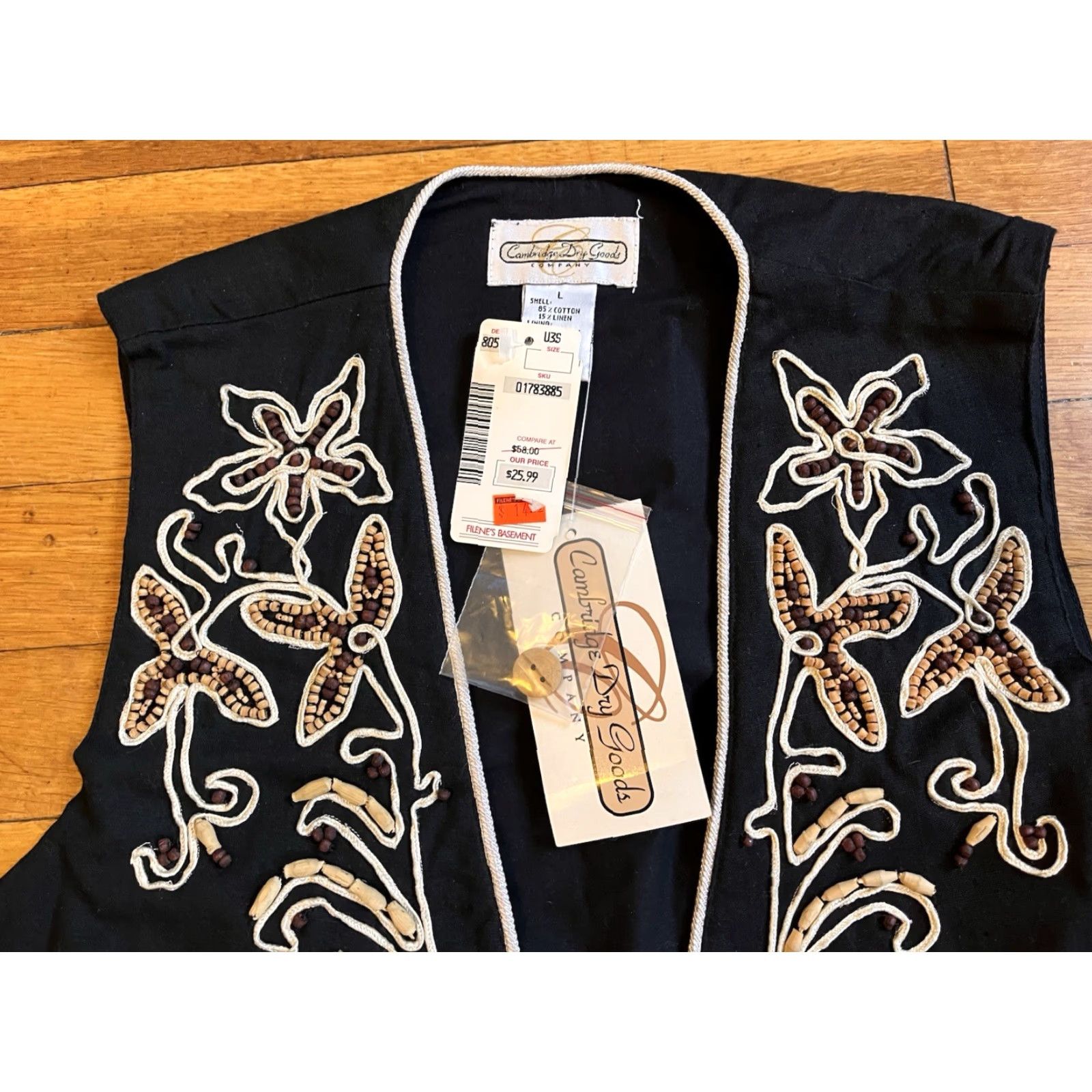 Vintage VINTAGE Cambridge Dry Goods Vest Women’s Large Black Beaded Floral Size L / US 10 / IT 46 - 4 Thumbnail