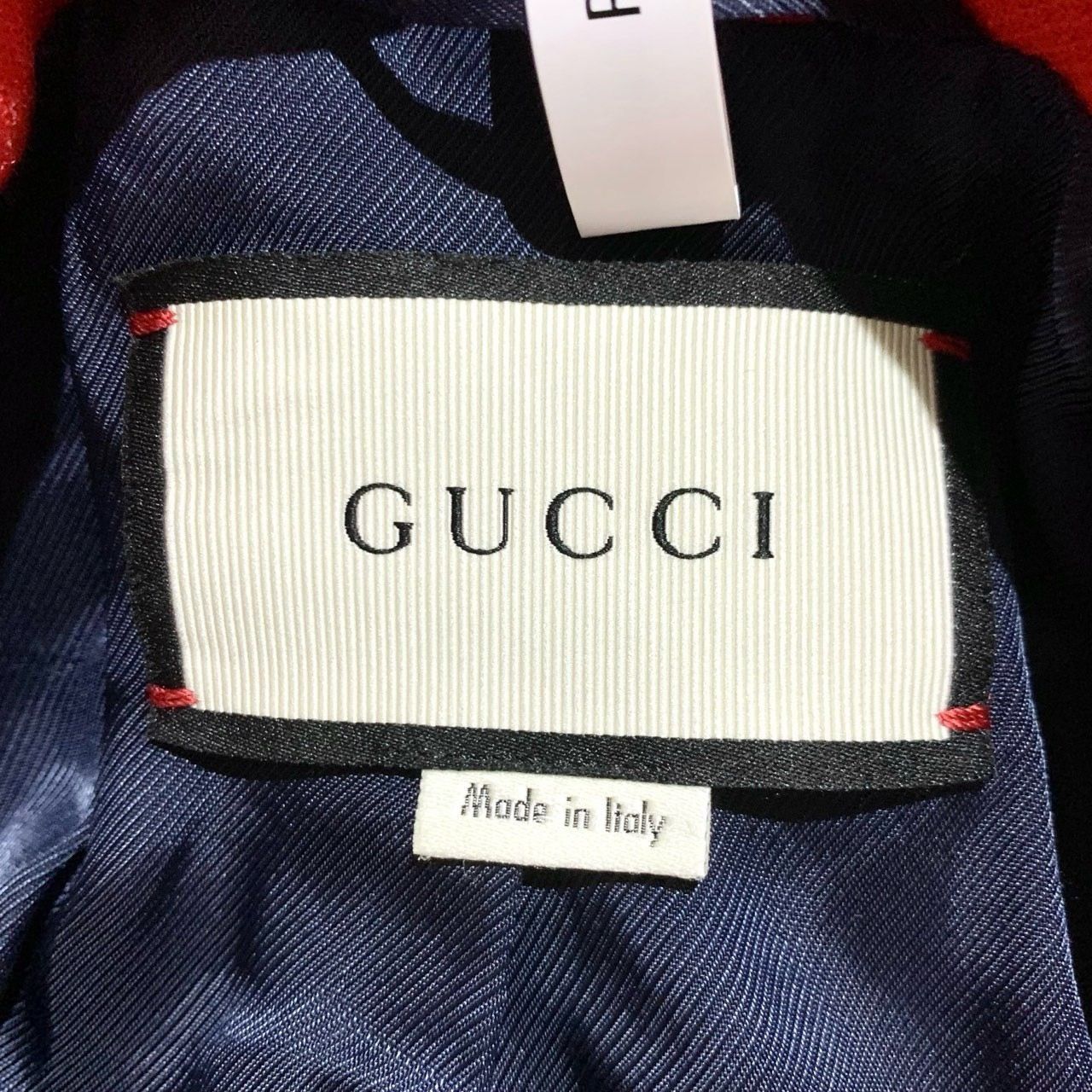 Gucci Gucci Red Collar Wool Coat With Tiger Head Buttons Blue & Cr Size S / US 4 / IT 40 - 2 Thumbnail