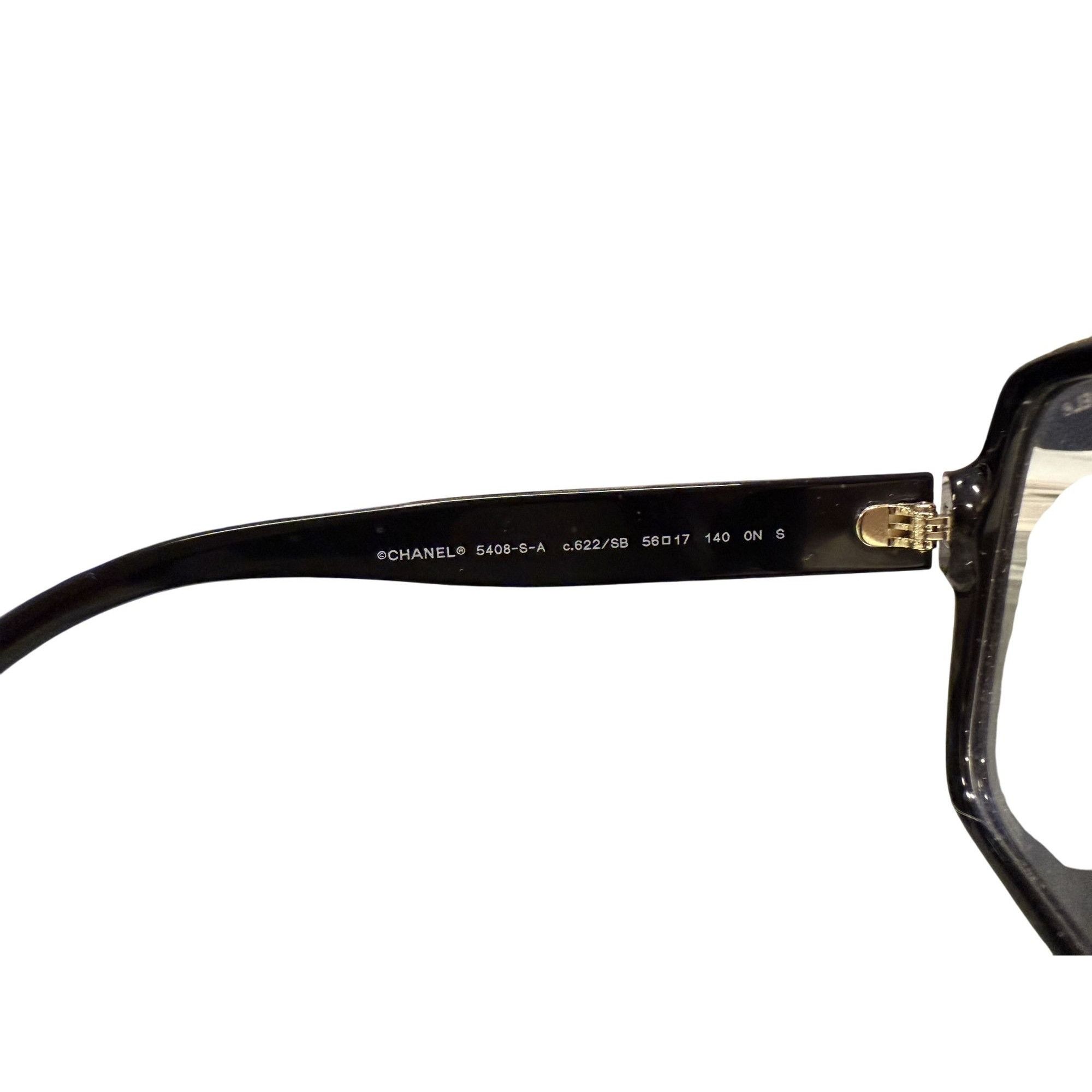 Chanel Chanel 5408 Square Eyeglasses Black Frame Clear Lenses Made Size ONE SIZE - 7 Thumbnail