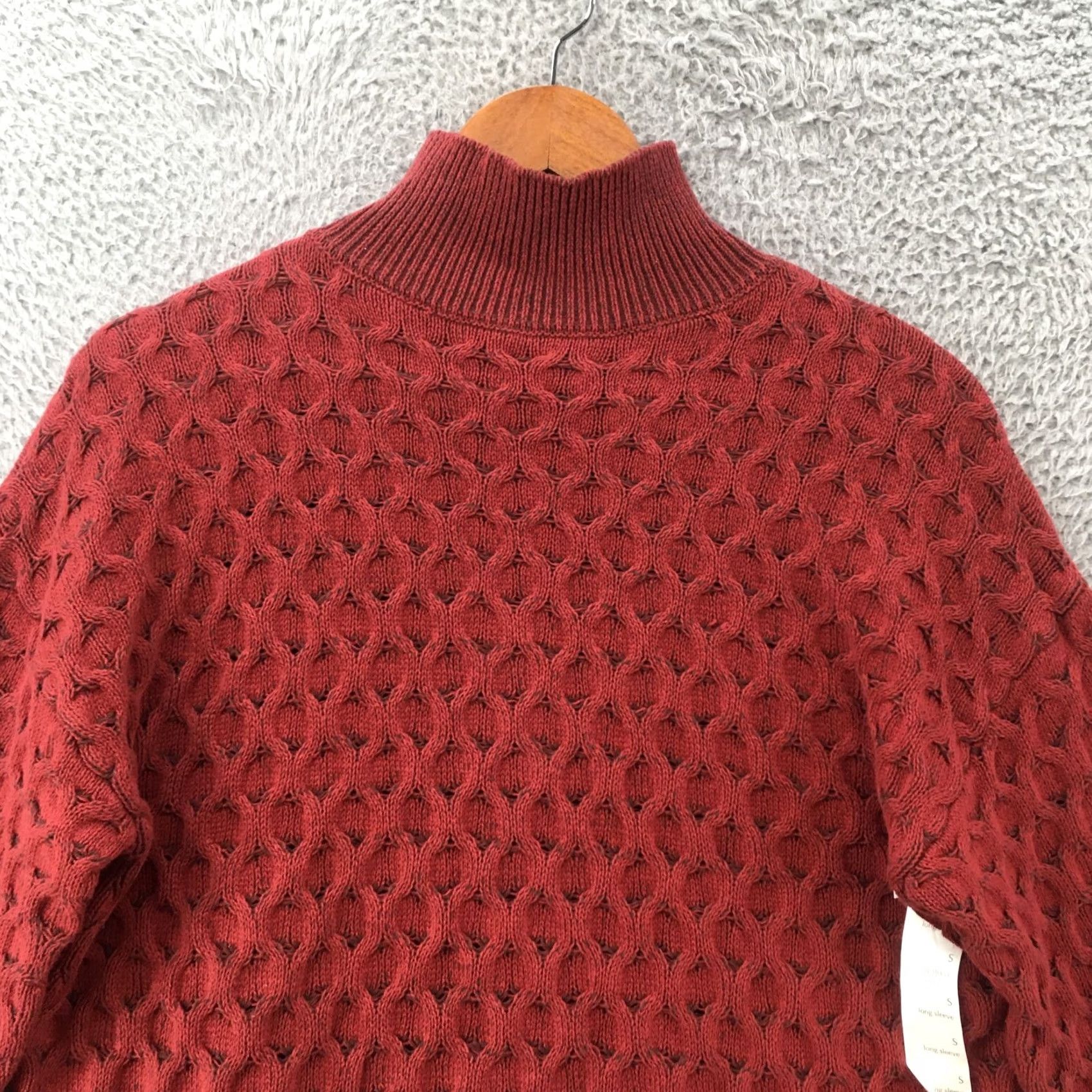 Vintage Knox Rose Honeycomb Knit Turtleneck Sweater Womens S Red Long Sleeve Pullover Size S / US 4 / IT 40 - 2 Thumbnail
