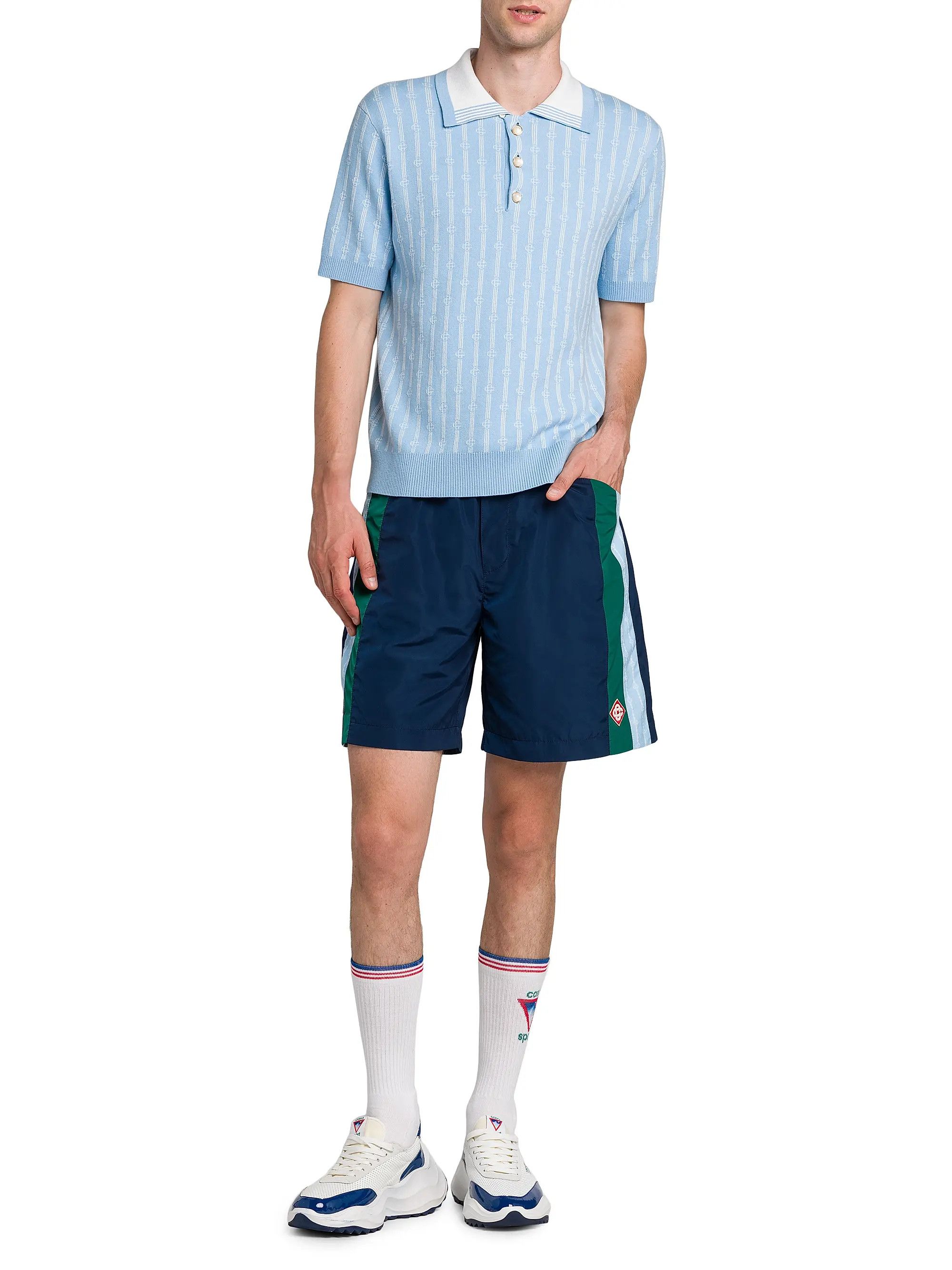 Casablanca os11x0725 Nylon Pleated Track Shorts in Multicolor Size US 34 / EU 50 - 2 Thumbnail
