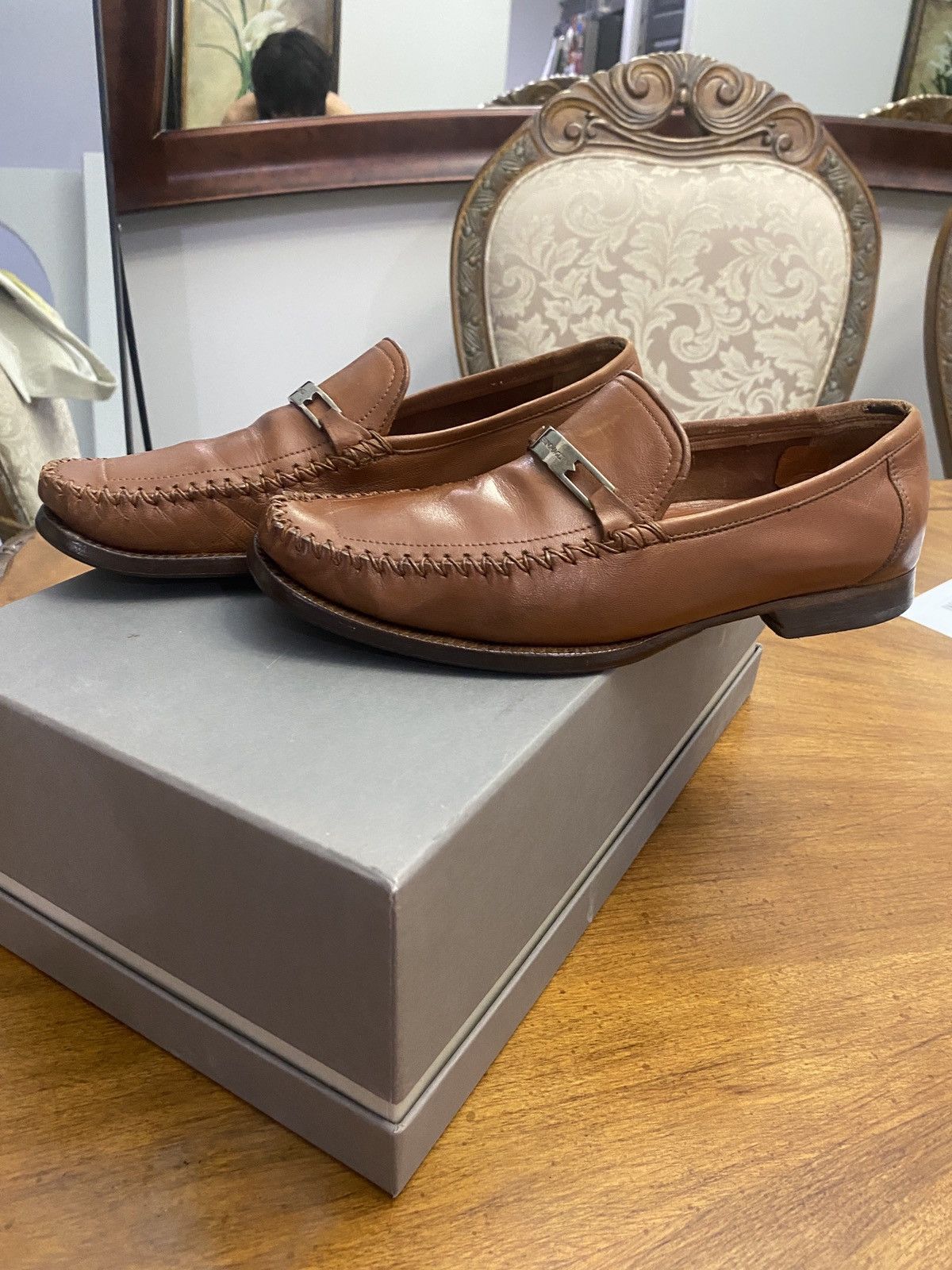 Bruno Magli Bruno Magli Brown Leather Loafers Size US 6.5 / EU 39-40 - 2 Thumbnail