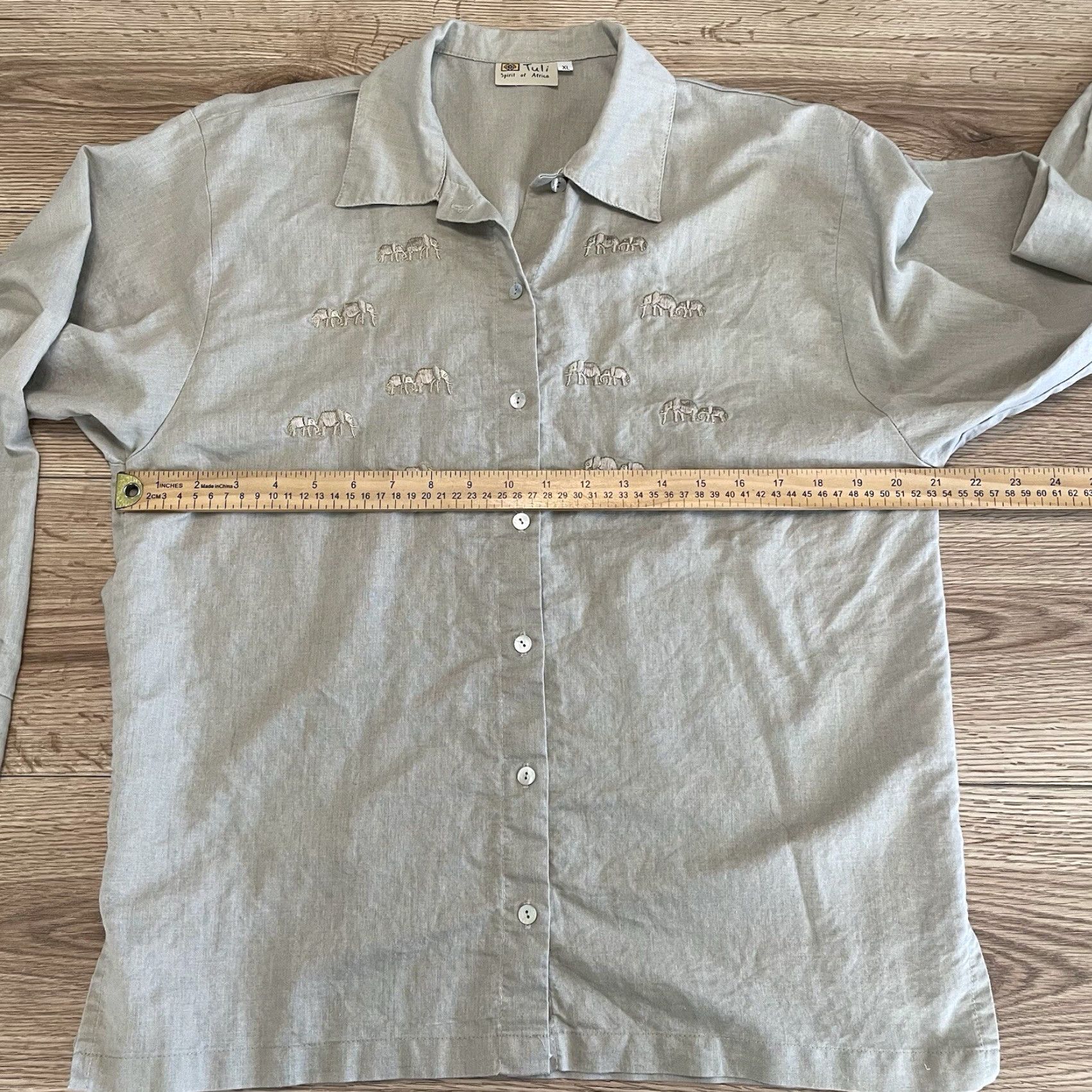 ESPIRIT VINTAGE Tuli Spirit Of Africa Women’s Button-Up Shirt XL Beige Long Sleeve Elephant Embroidered 90s Size XL / US 12-14 / IT 48-50 - 5 Thumbnail