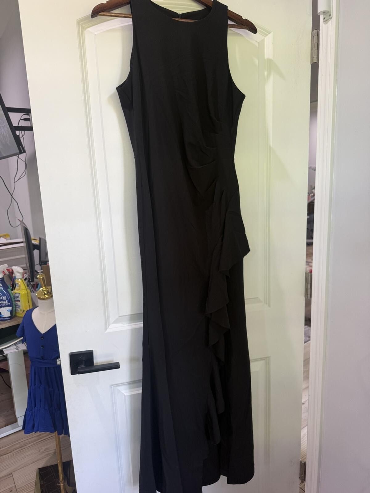 Other Sleeveless Black Maxi Dress with Side Ruffle Size L / US 10 / IT 46 - 5 Thumbnail