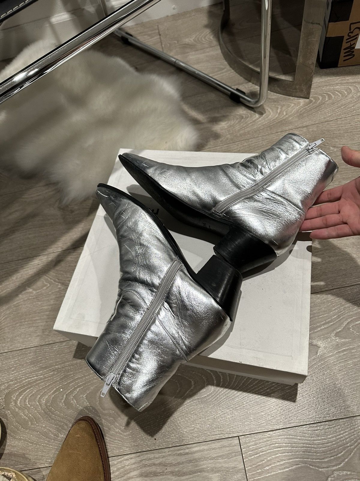 Celine × Hedi Slimane SS19 Silver Jacno 60mm Boots 41 Size US 8.5 / EU 41-42 - 5 Thumbnail