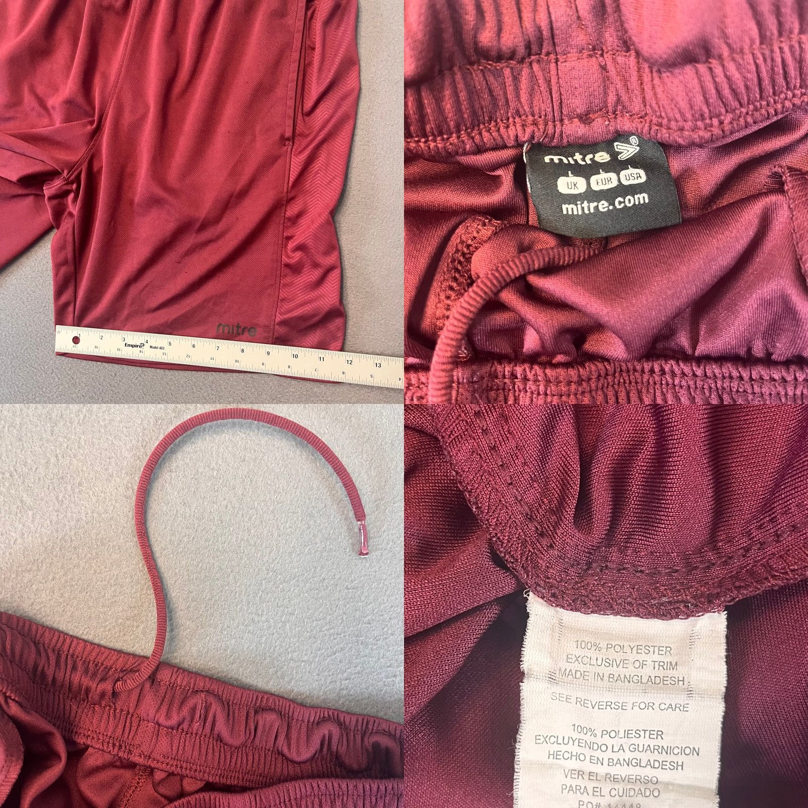 Logo 7 Mitre Shorts Mens Sz Lg Red Black Logo Gym Performance Run Athletic Herringbone Size US 33 - 8 Thumbnail