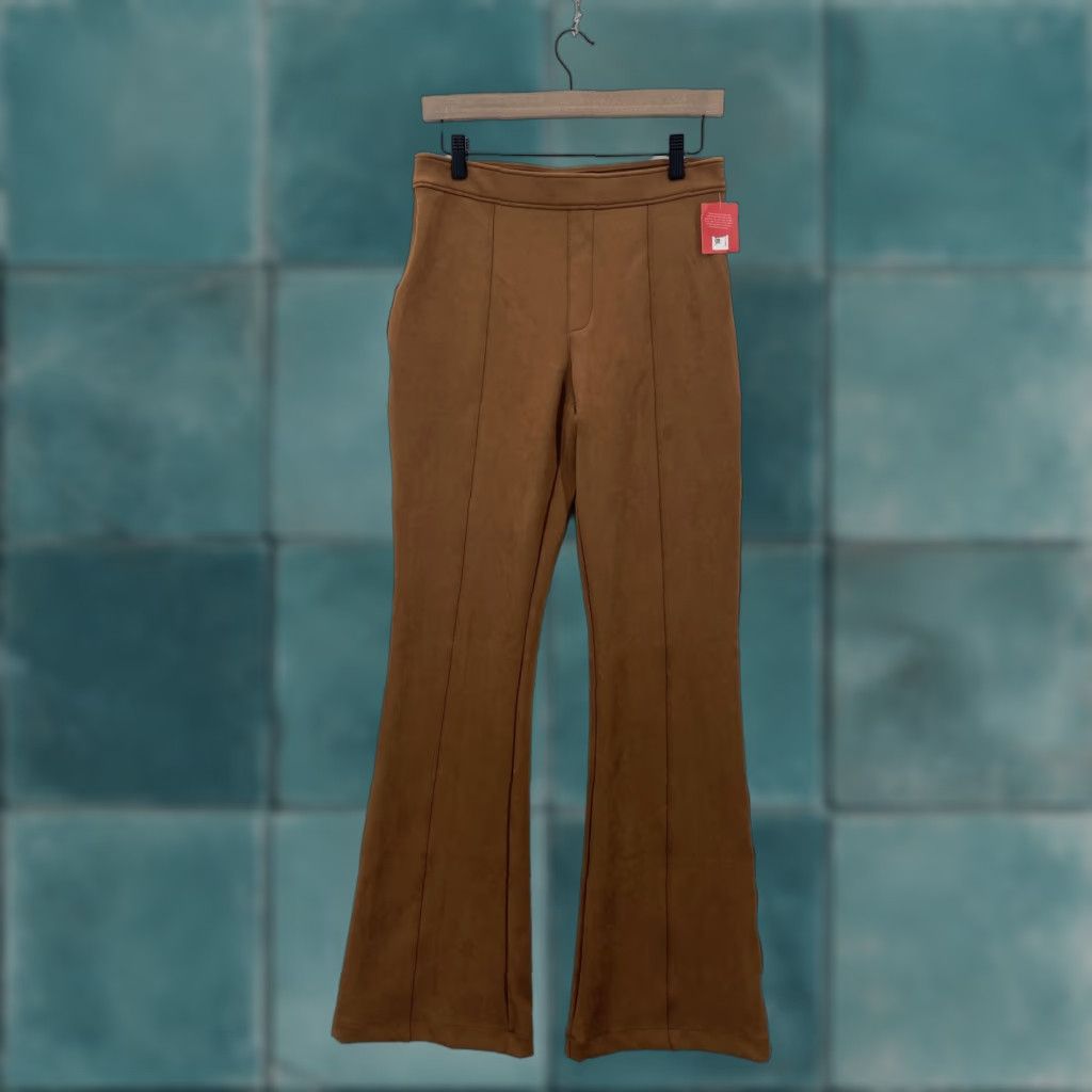 Spanx VINTAGE? No—spanx pants womens large caramel faux suede flare high rise pull on stretch nwt Size 36" / US 14 / IT 50 - 1 Thumbnail