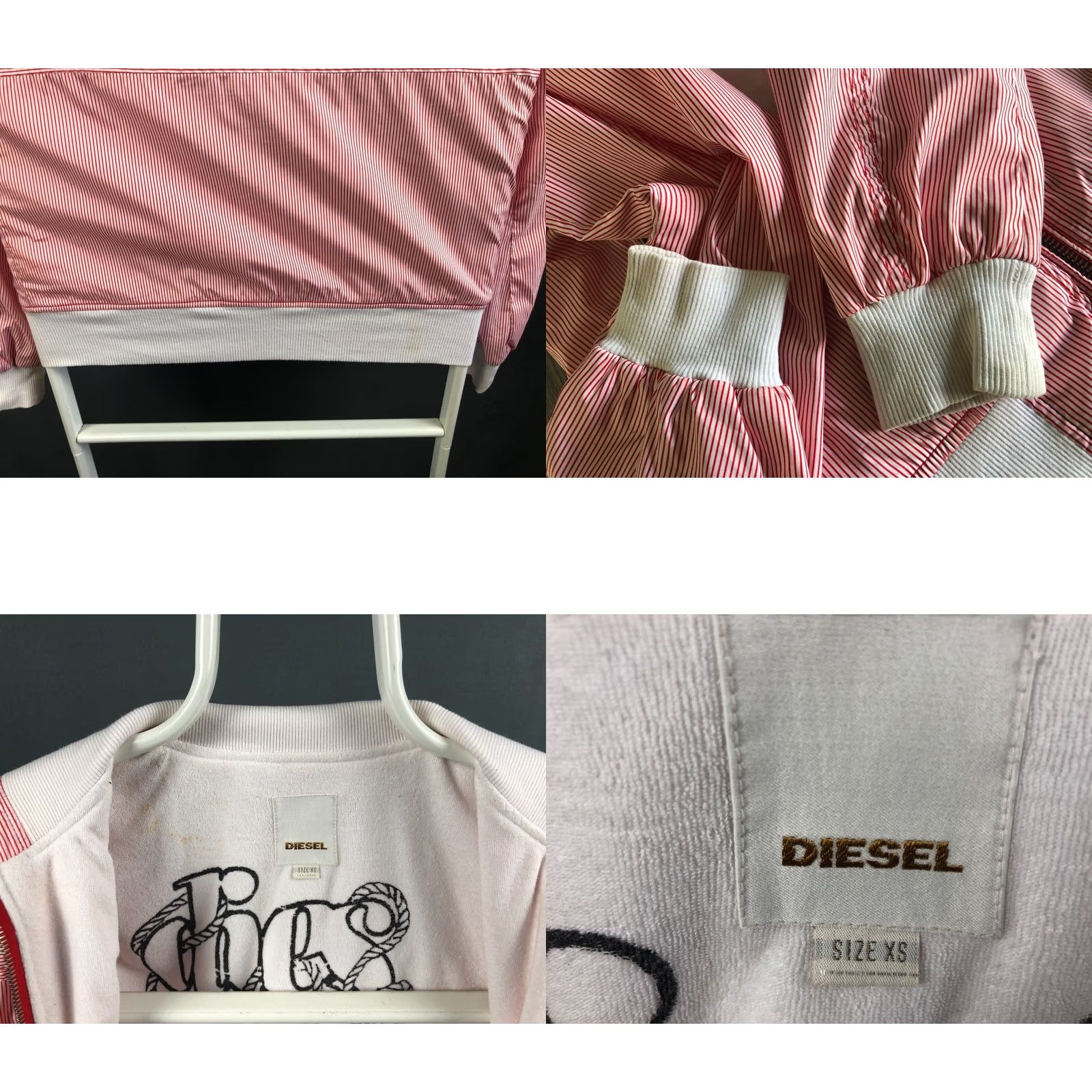 Diesel Diesel Windbreaker Full Zip Jacket Polyester Men XS White Striped Jacket Windbreaker Diesel Men XS White Striped Size US XS / EU 42 / 0 - 8 Thumbnail