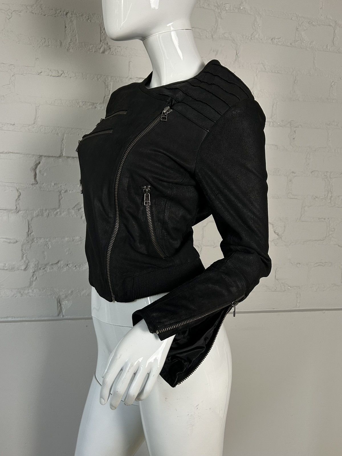 Vintage Vintage biker asymmetric leather bomber iacket Size M / US 6-8 / IT 42-44 - 2 Thumbnail