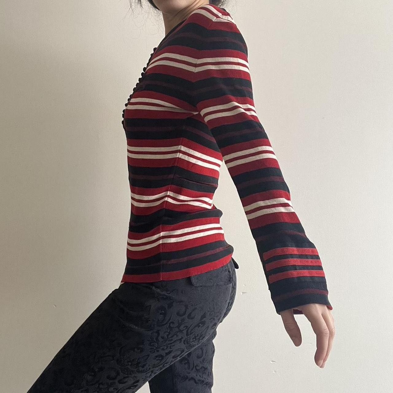 Red Striped JPG Vintage blouse size large