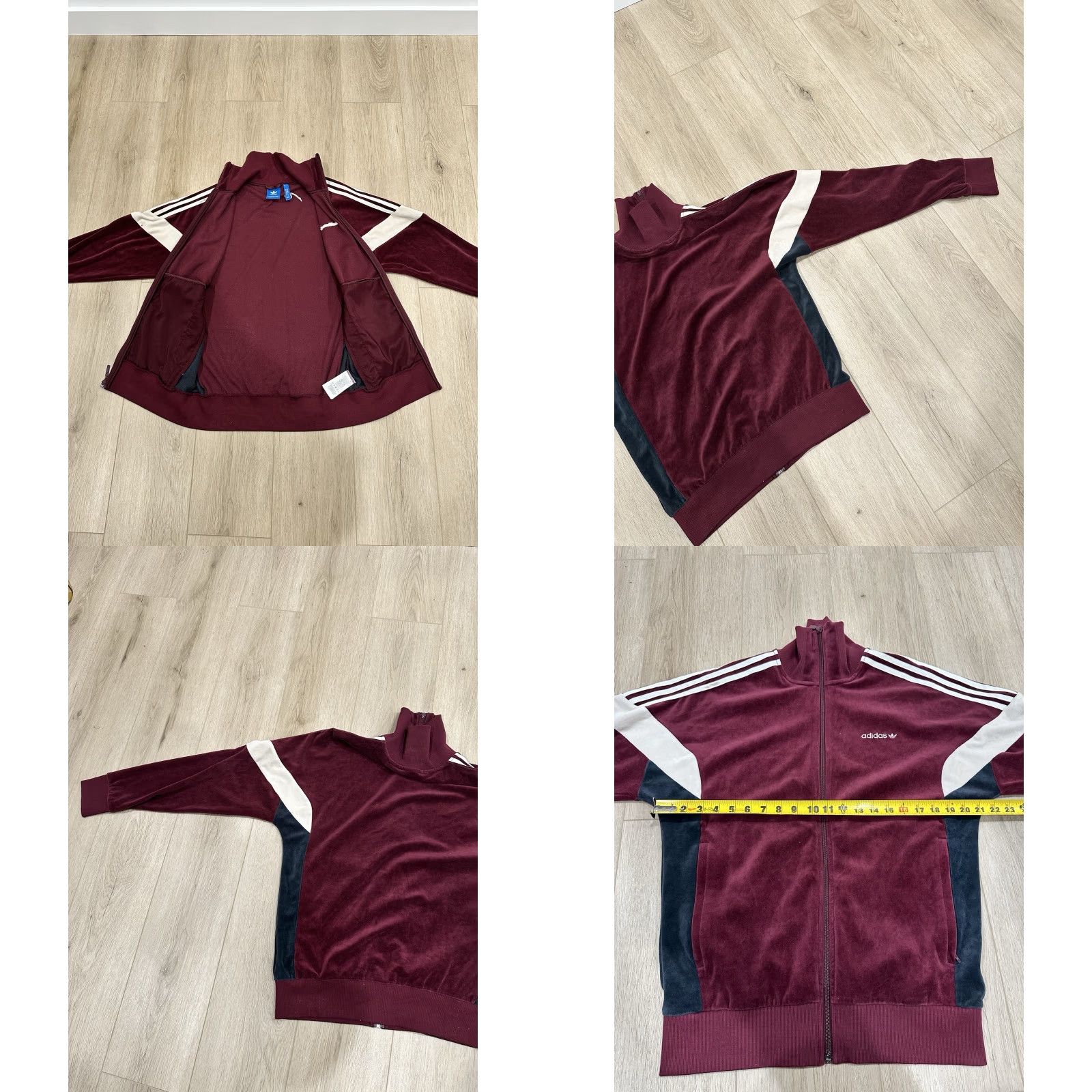 Adidas Retro Adidas Velour Tack Top Jacket Mens Medium Burgandy Size US M / EU 48-50 / 2 - 9 Thumbnail