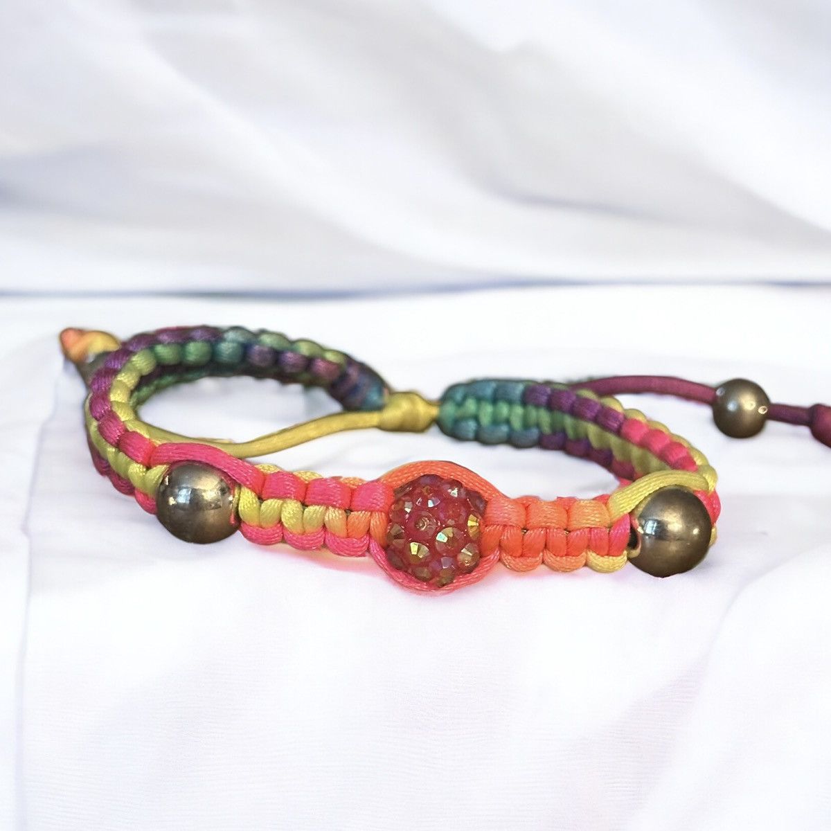 Other Rainbow woven bead adjustable cord bracelet Size ONE SIZE - 1 Thumbnail